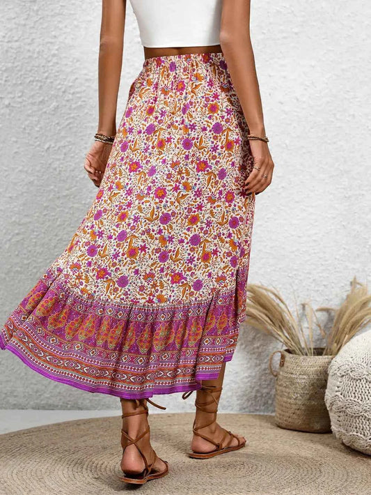 Perfee High-Low Elastic Waist Skirt