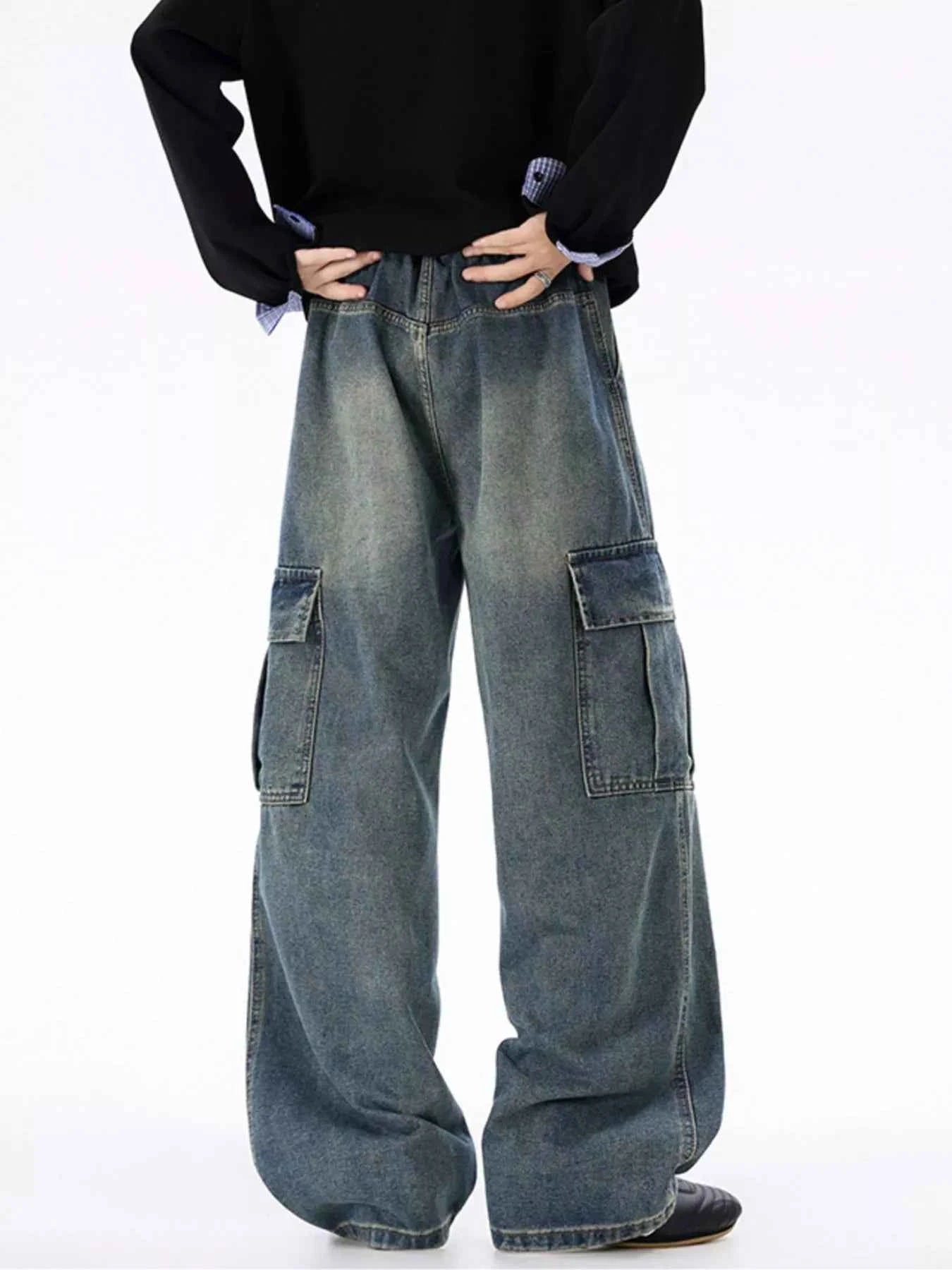 Men's Plus Size Wide-Leg Cargo Jeans