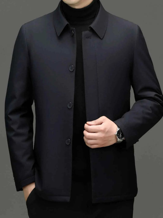Men's Plus Size Button Up Long Sleeve Jacket