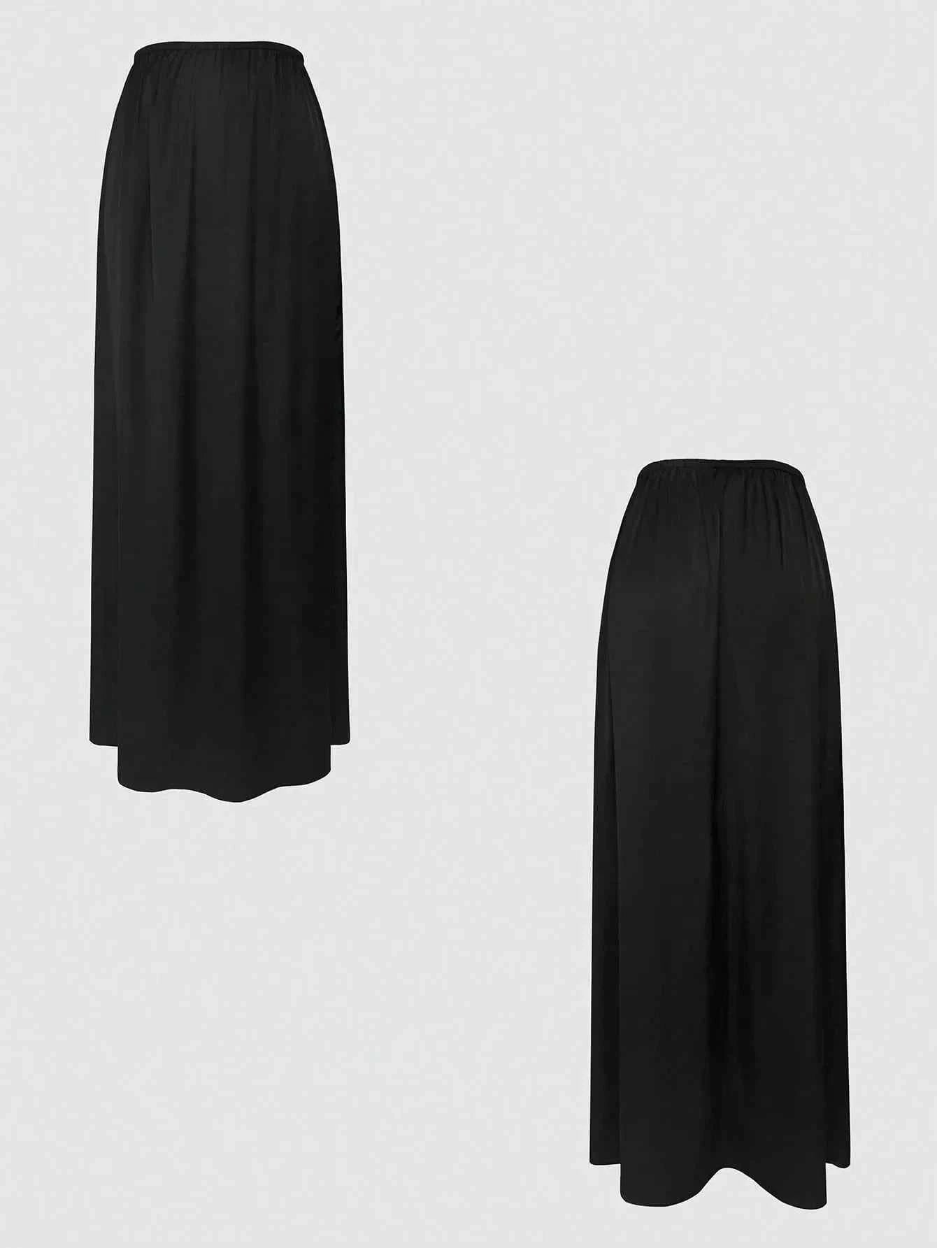 V-Neck Button Detail Vest and Skirt Two-Piece Set