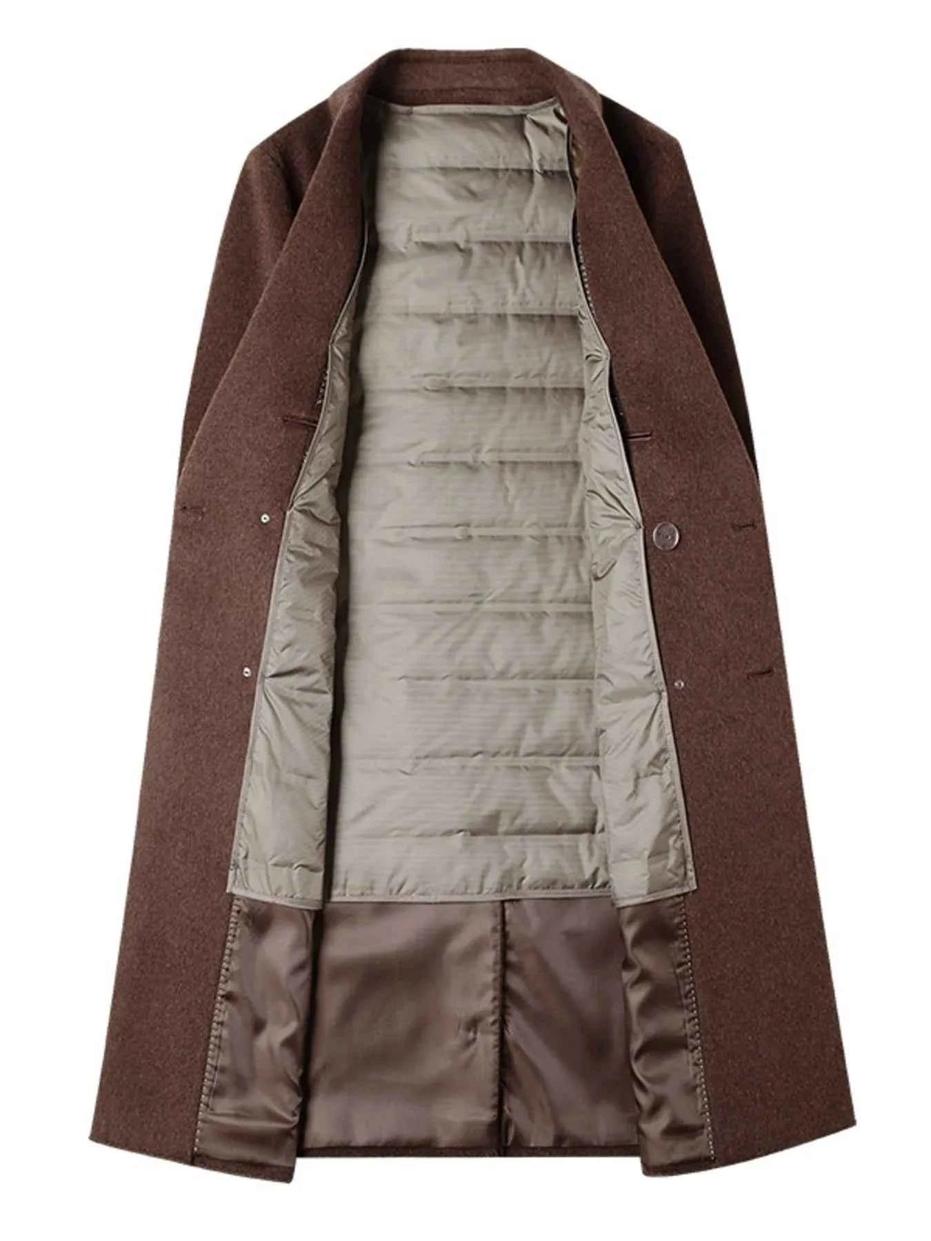 Men's Plus Size Double-Breasted Wool Overcoat