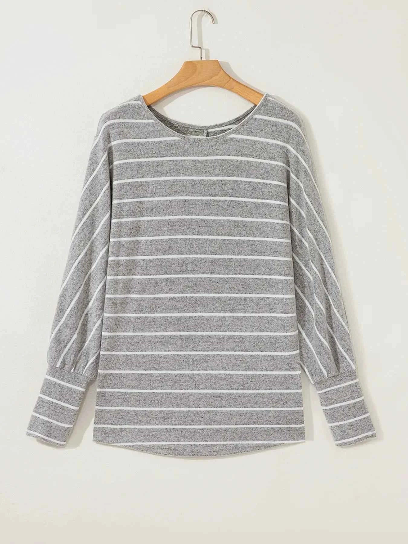 Stripe Dolman Sleeve Drop Shoulder Top