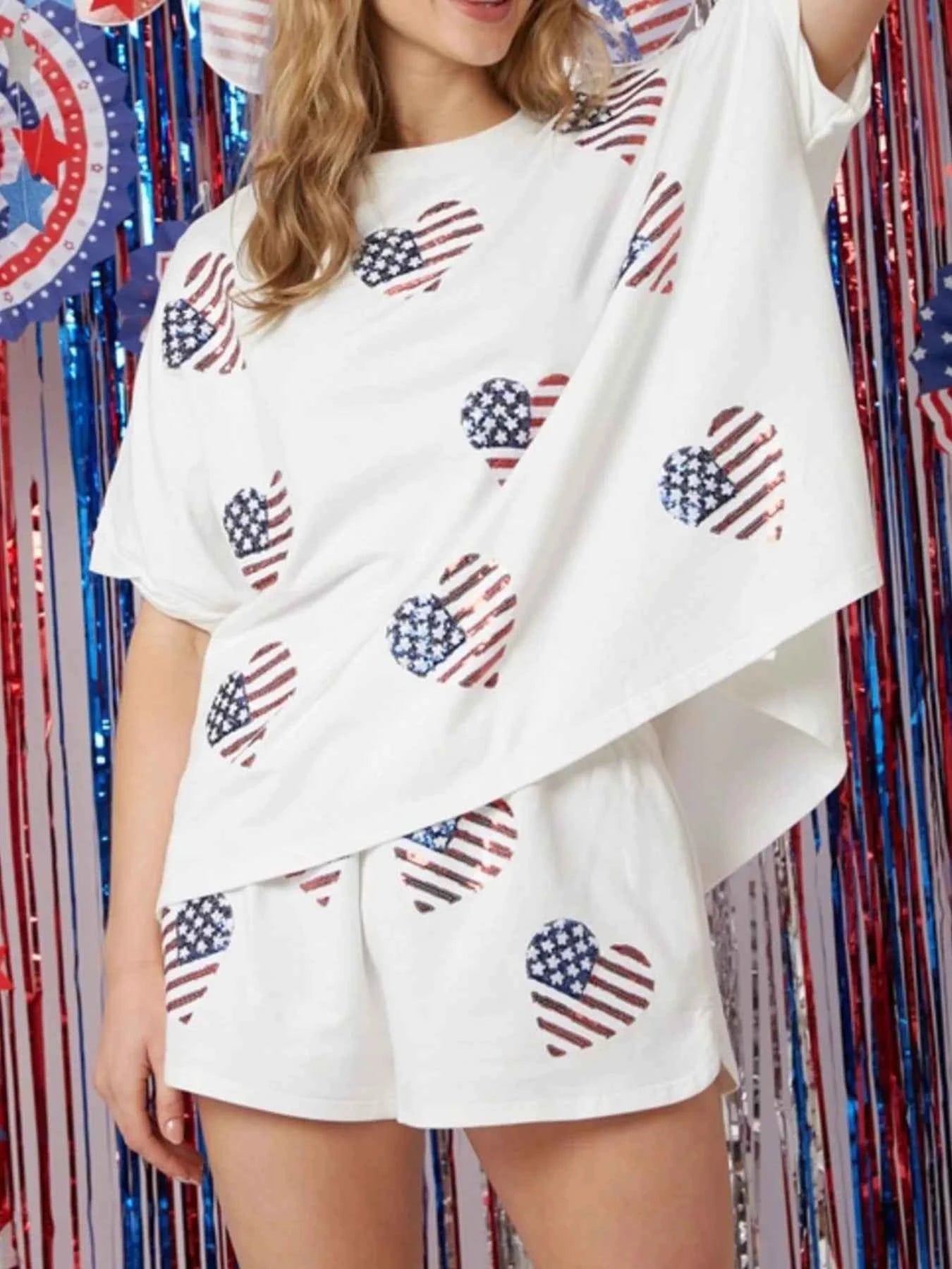 Sequin High-Low Top and Shorts Set