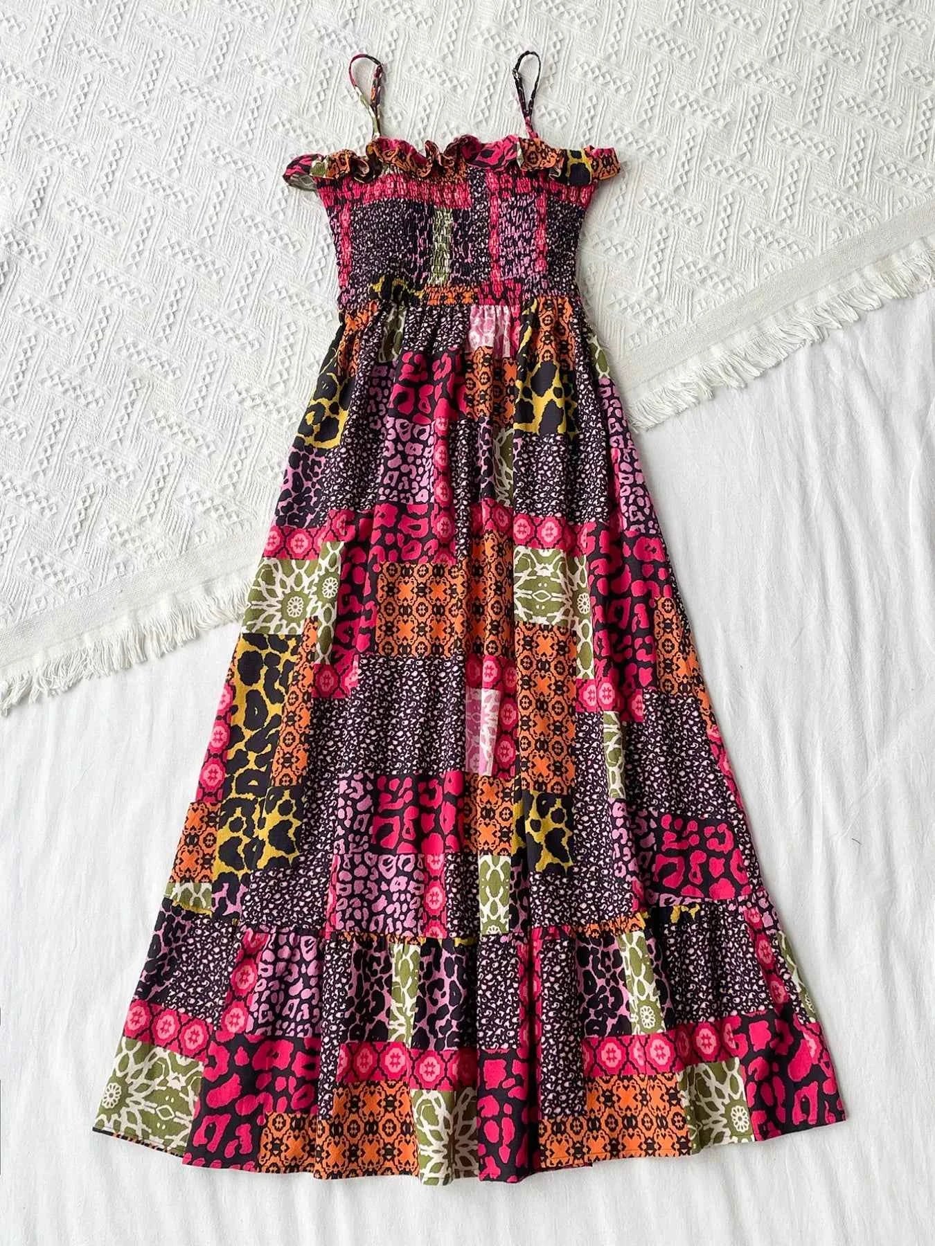Smocked Leopard Cami Dress