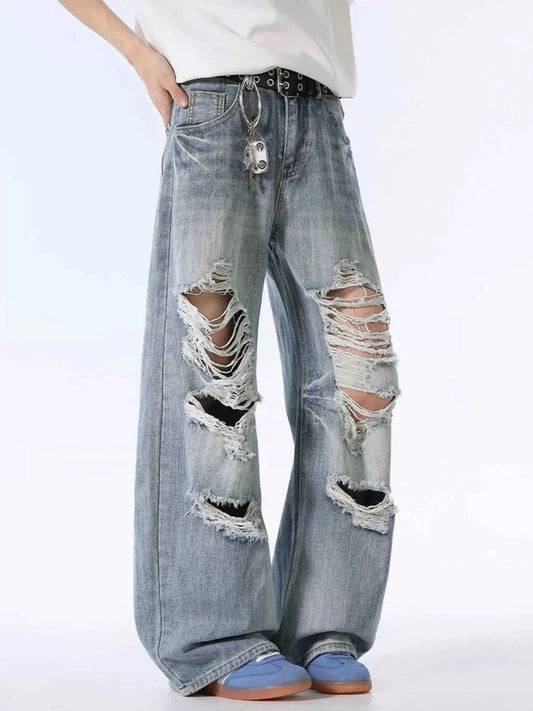 Men's Distressed Wide Leg Jeans