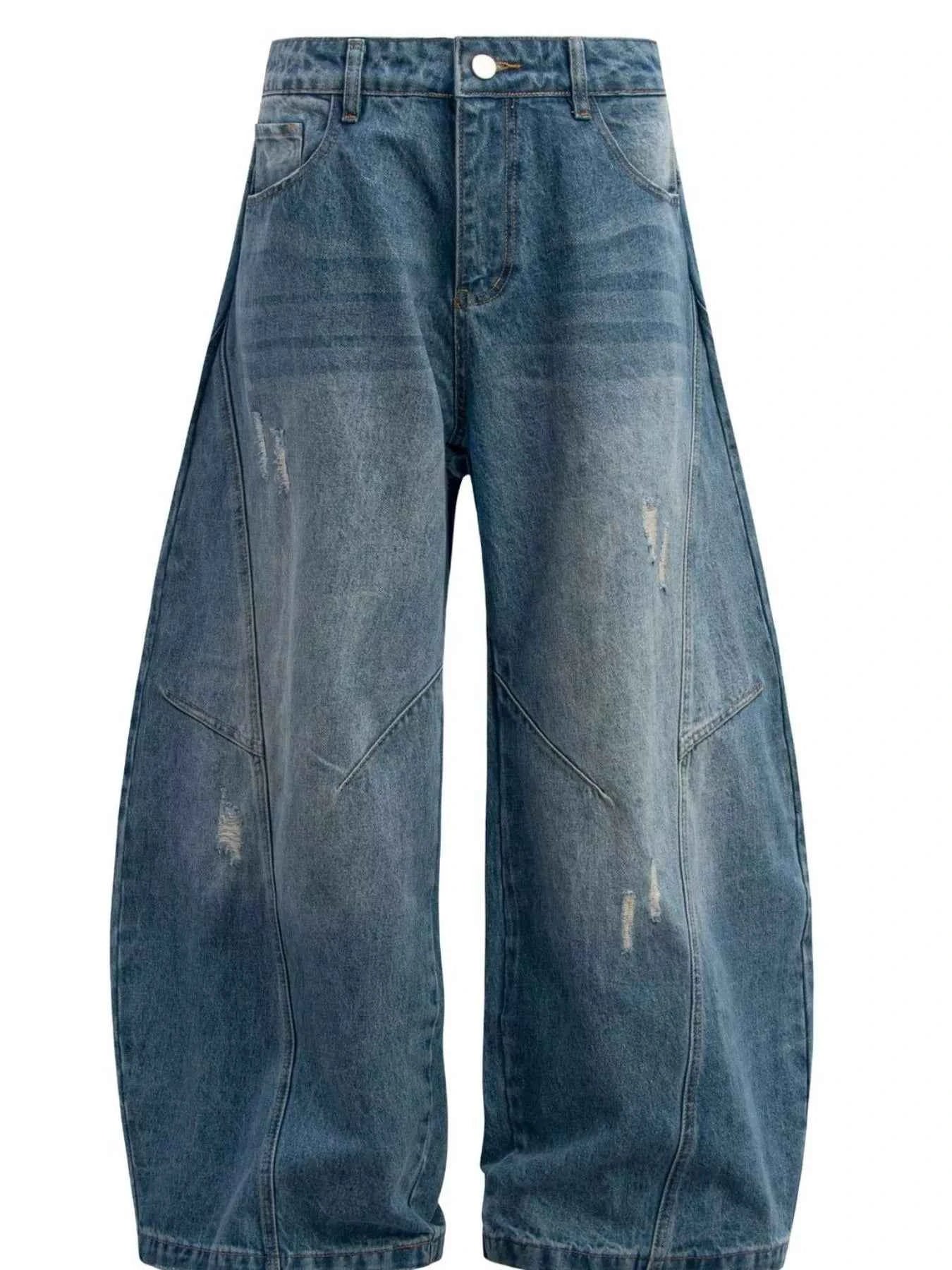 Men's Distressed Wide Leg Baggy Jeans
