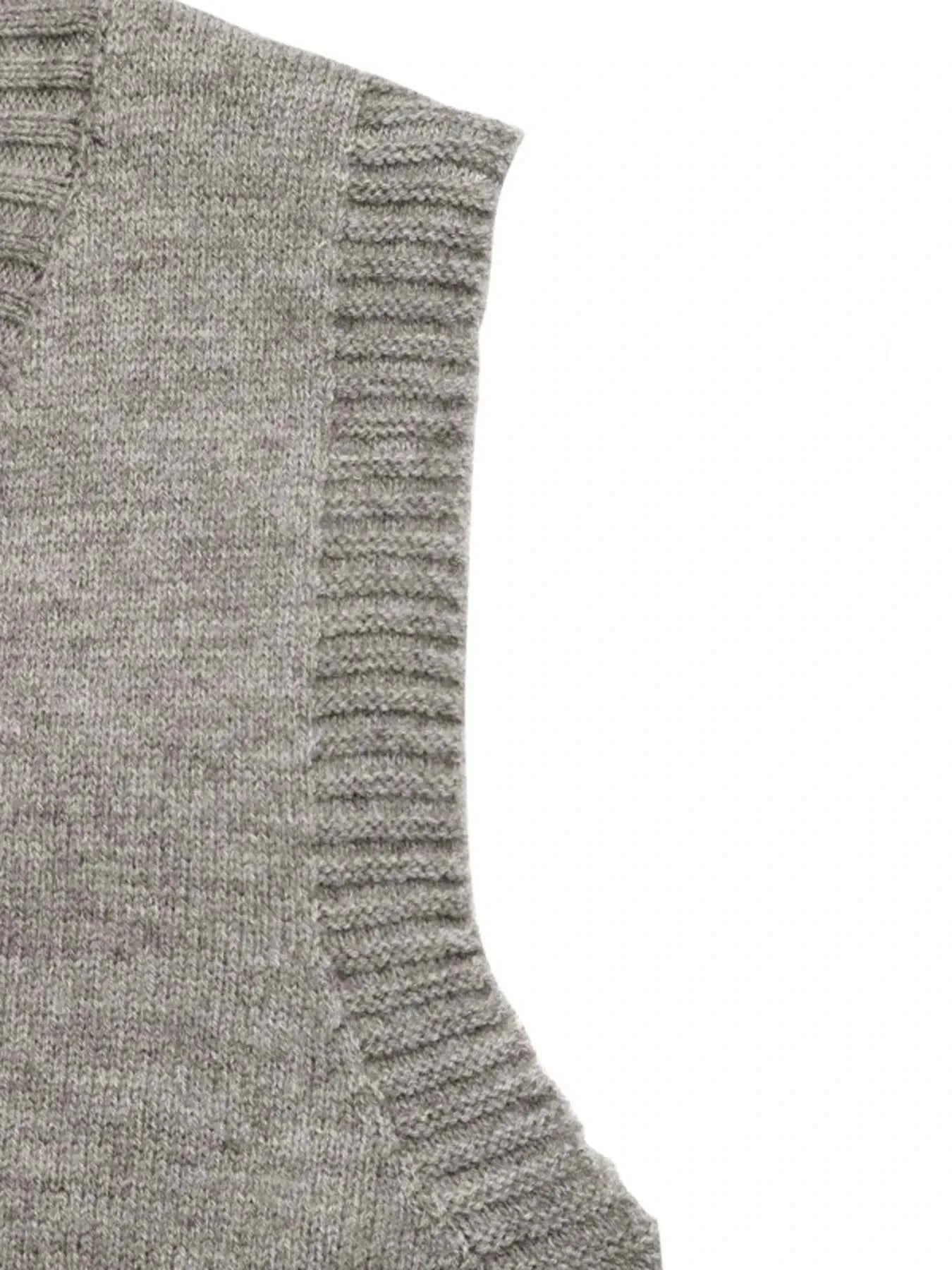 V-Neck Vest and Skirt Knit Set