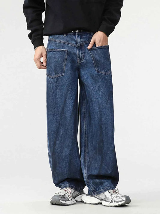 Men's Washed Wide Leg Baggy Jeans
