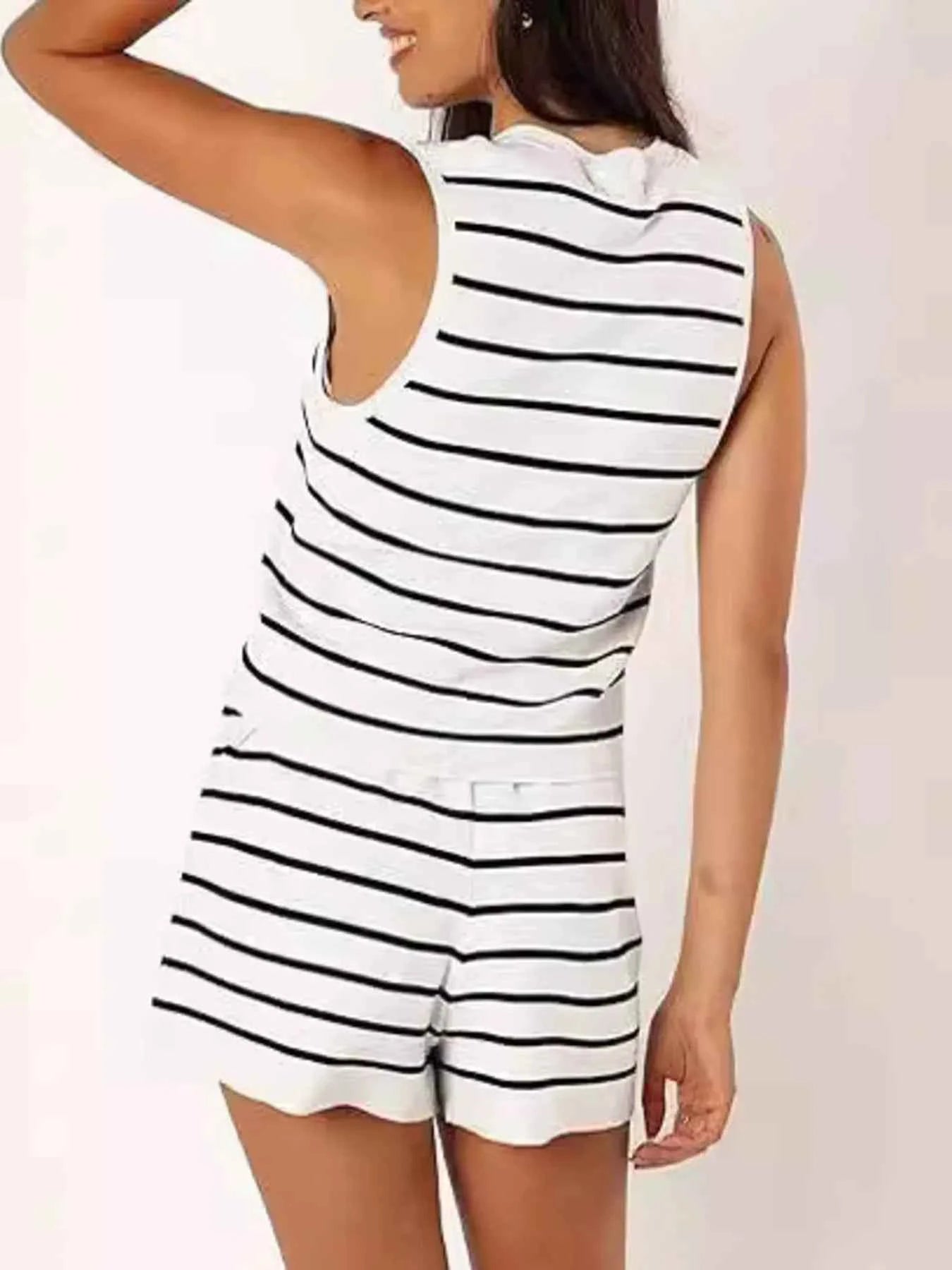 Striped Button-Front Vest and Shorts Set