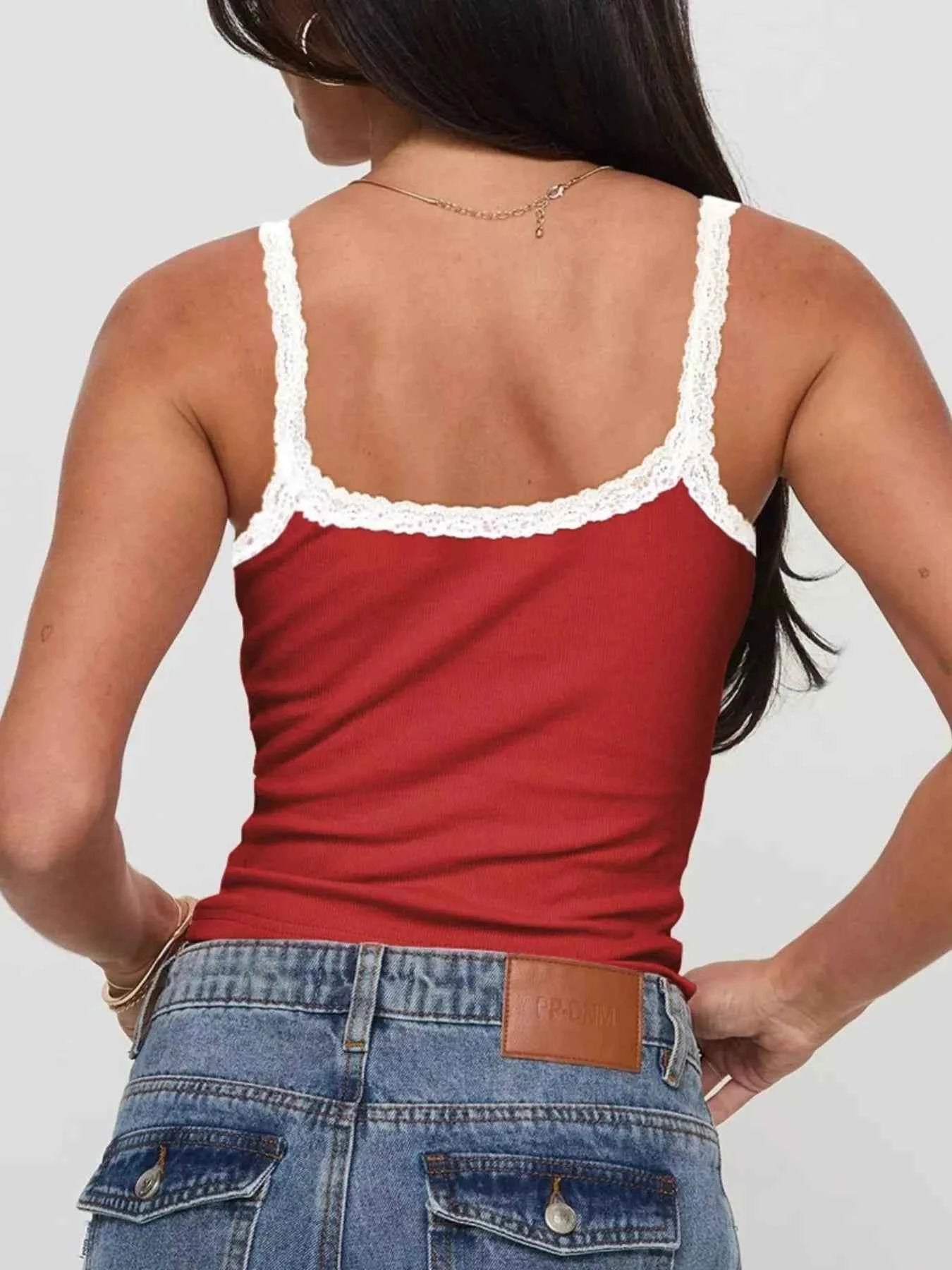 Lace Detail Contrast Trim Cami