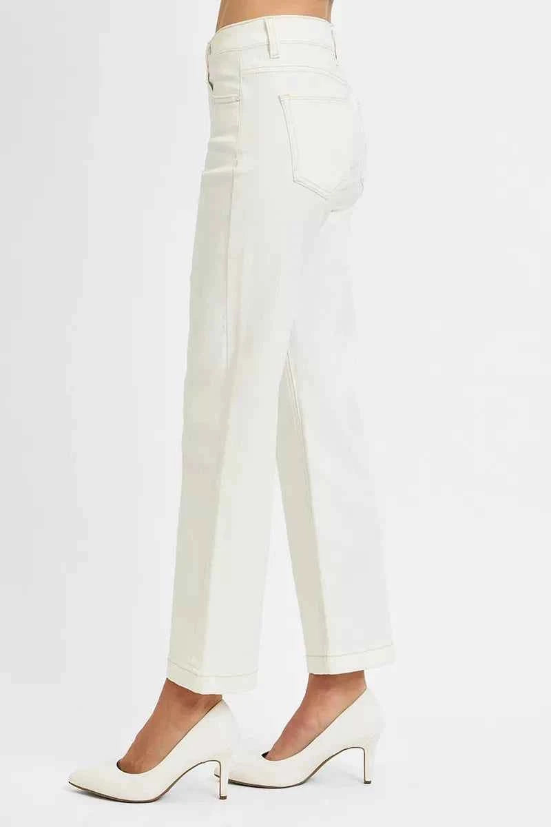 RISEN Full Size Tummy Control Mid Rise Ankle Straight Jeans Plus Size