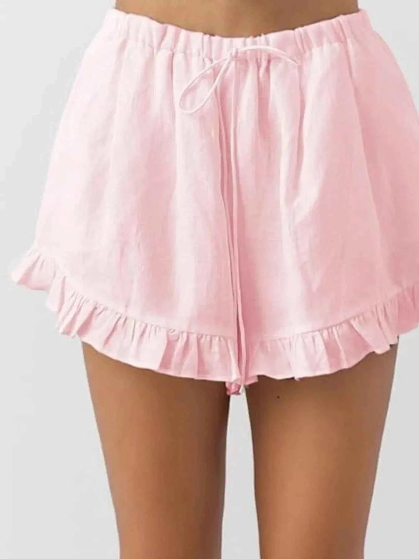 Ruffled V-Neck Top and Shorts Set
