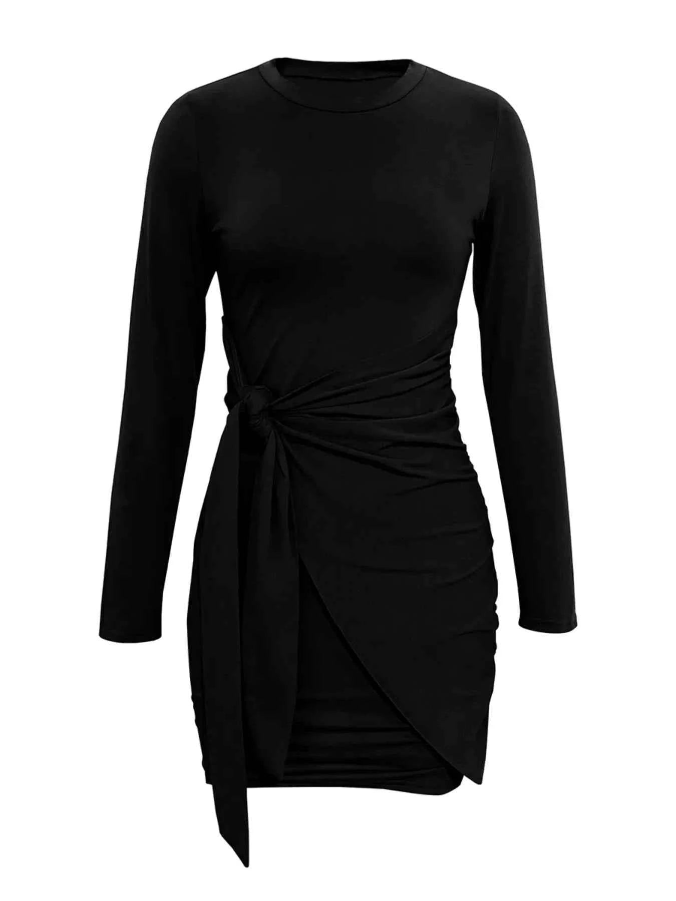 Round Neck Long Sleeve Bodycon Dress