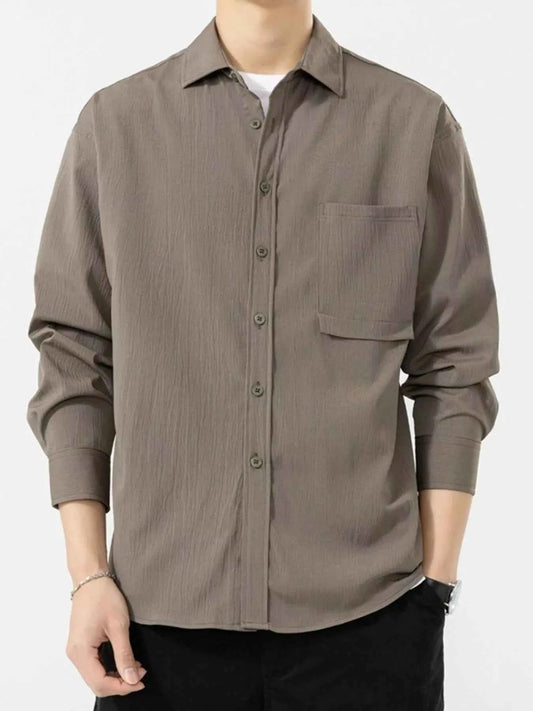 Men's Plus Size Button Up Long Sleeve Shirt