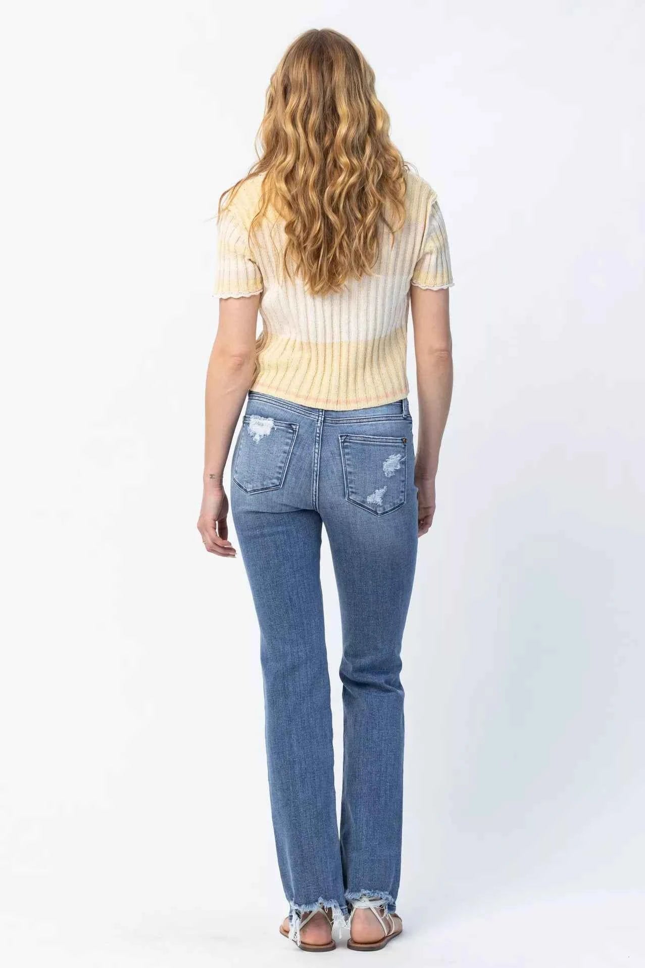 Judy Blue Full Size Mid Rise Destroy Straight Jeans Plus Size