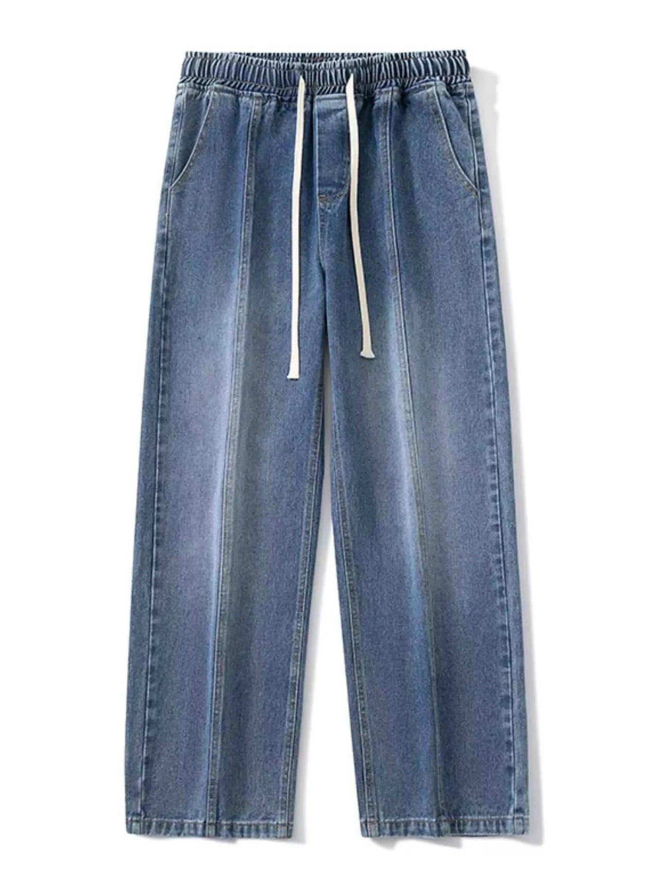 Men's Full Size Relaxed Fit Wide Leg Drawstring Jeans Plus Size