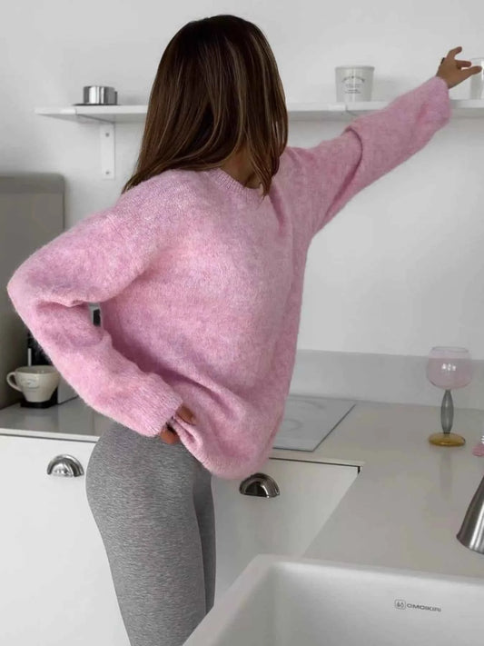Round Neck Dropped Shoulder Sweater
