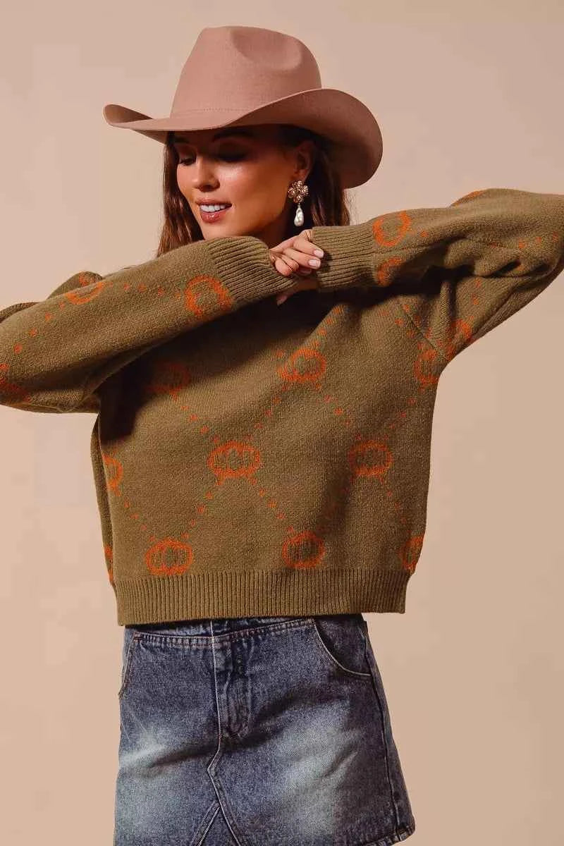SO ME Pumpkin Rhombus Halloween Thanksgiving Sweater