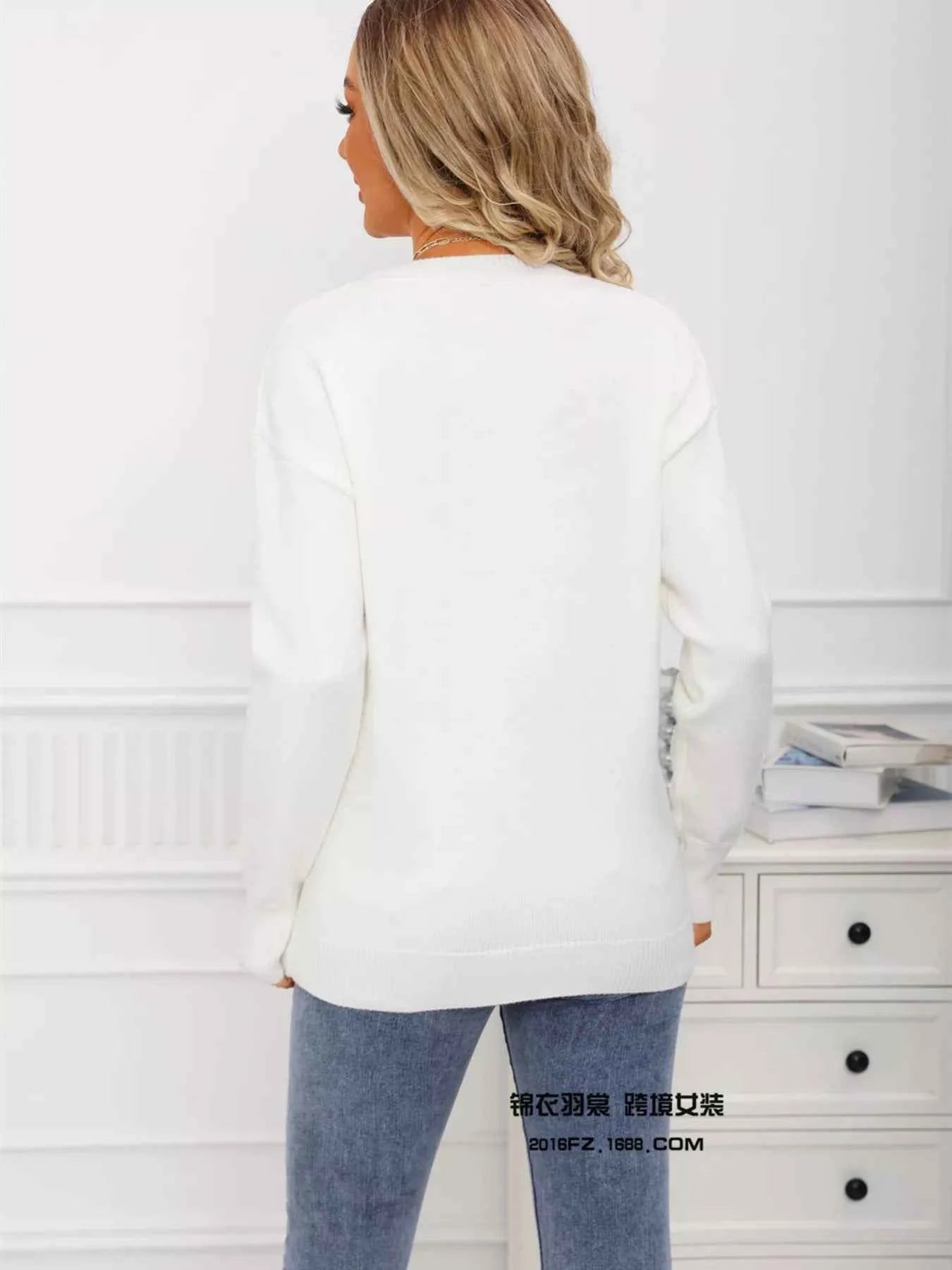 Valentine's Day Heart Print Round Neck Sweater