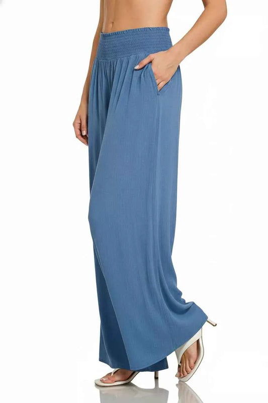 Zenana Smocked Waistband Wide Leg Lounge Pants