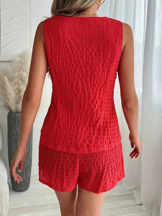 Button-Front Vest and Shorts Set