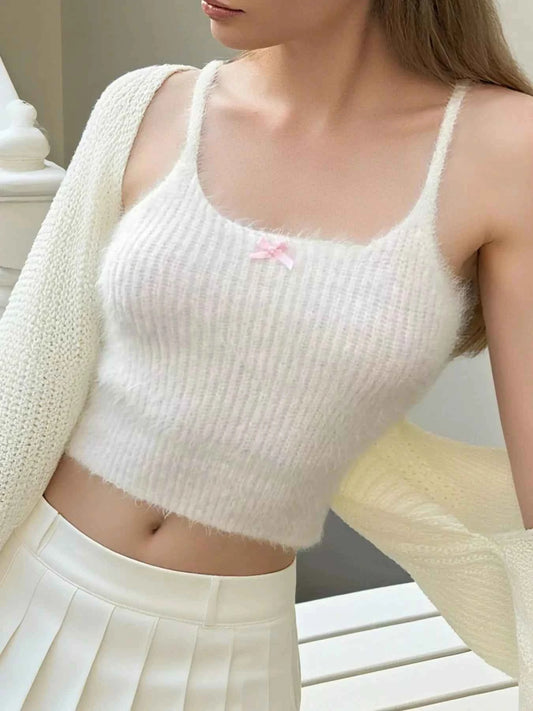 Bow Scoop Neck Cropped Cami