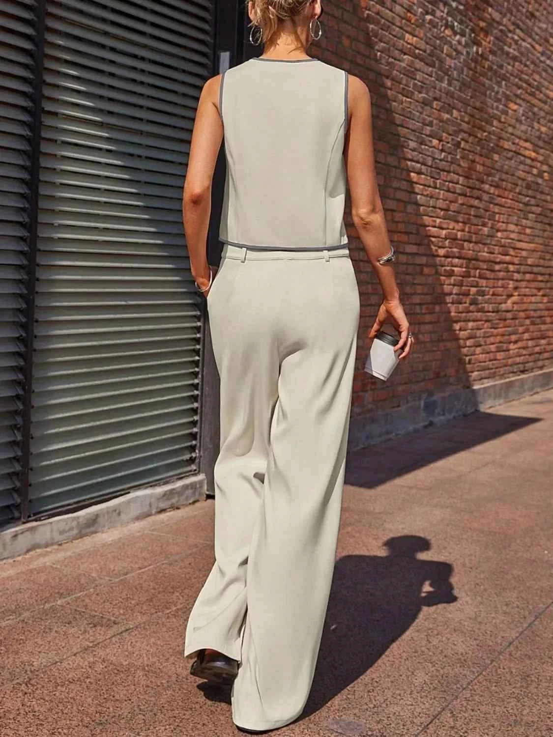 V-Neck Vest and Pants Set