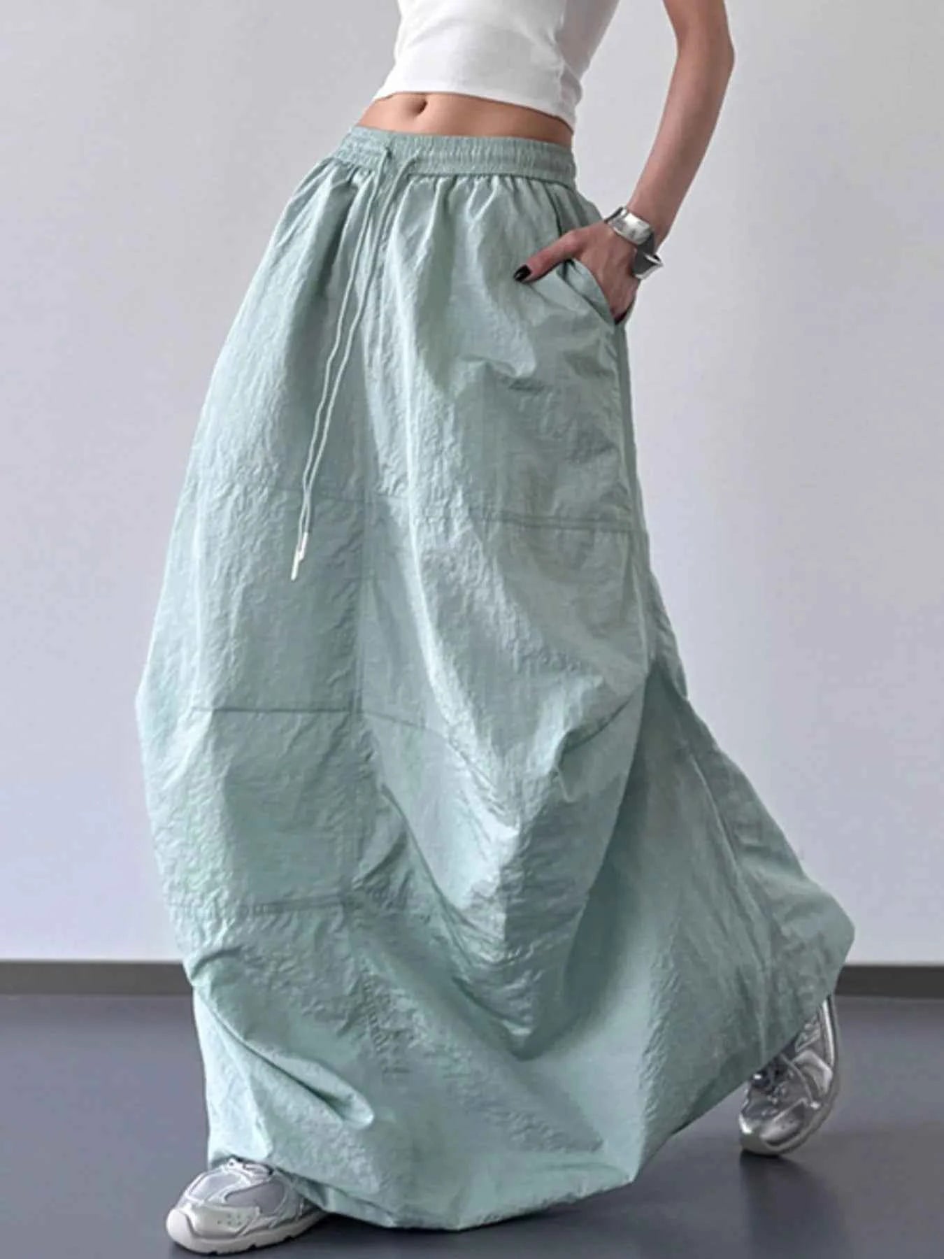 Drawstring Maxi Skirt