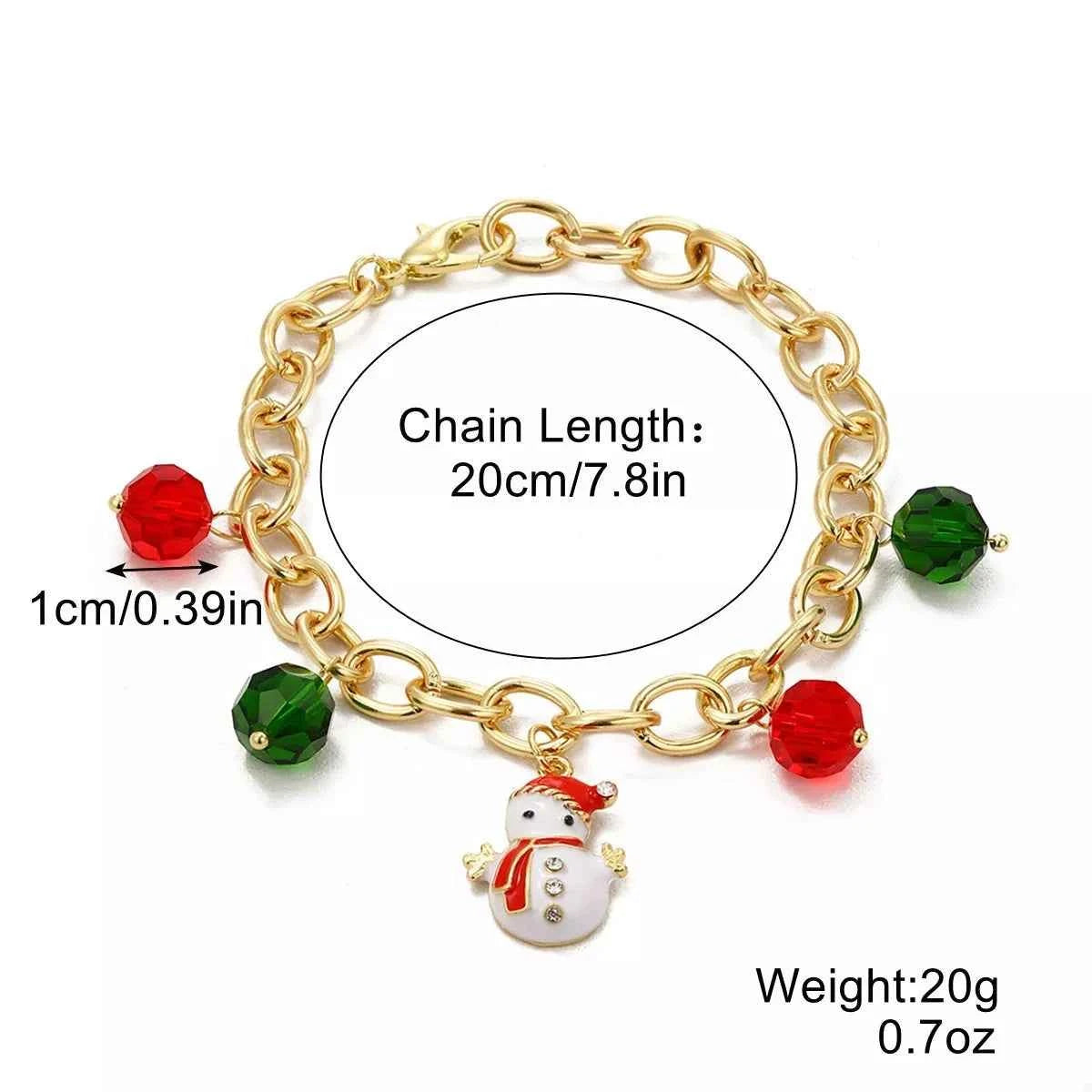 Christmas Santa Snowman Bracelet with Colorful Crystal