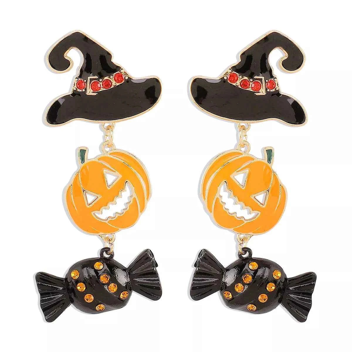 Halloween 18K Gold-Plated Alloy Pumpkin Earrings