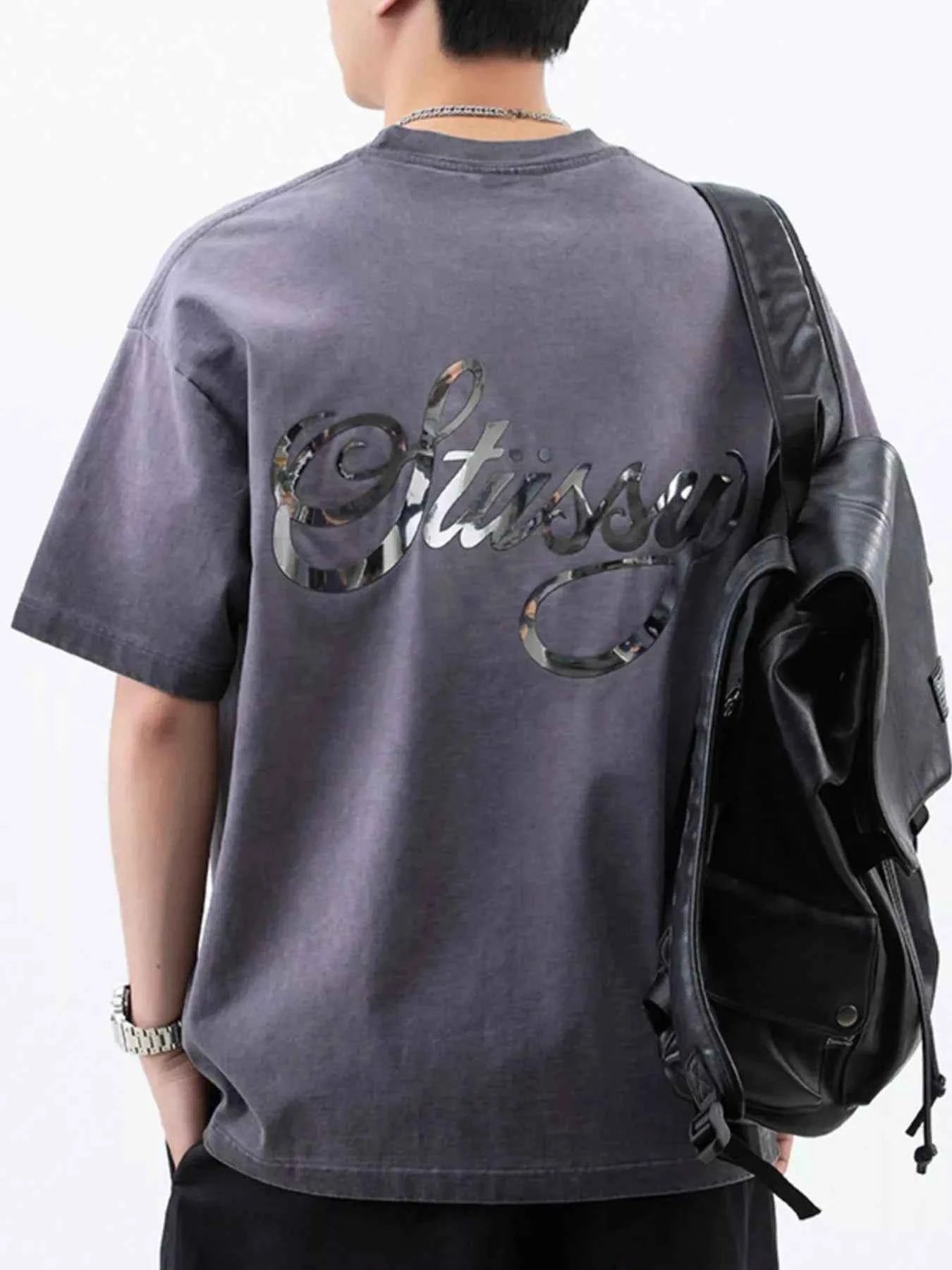Men's Plus Size Oversized Round Neck Letter Graphic T-Shirt
