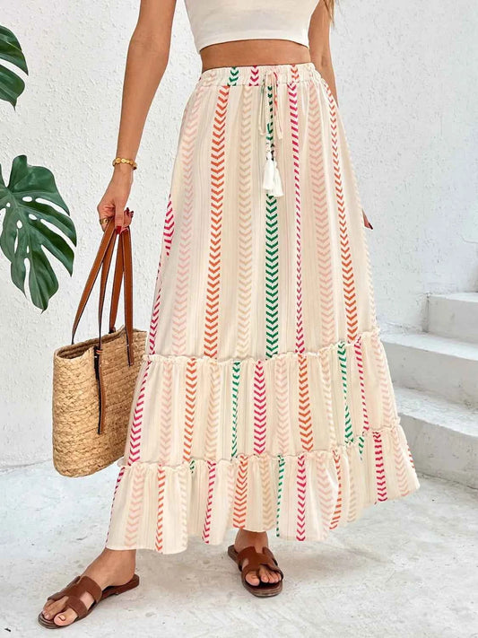 Frill Printed Maxi Skirt