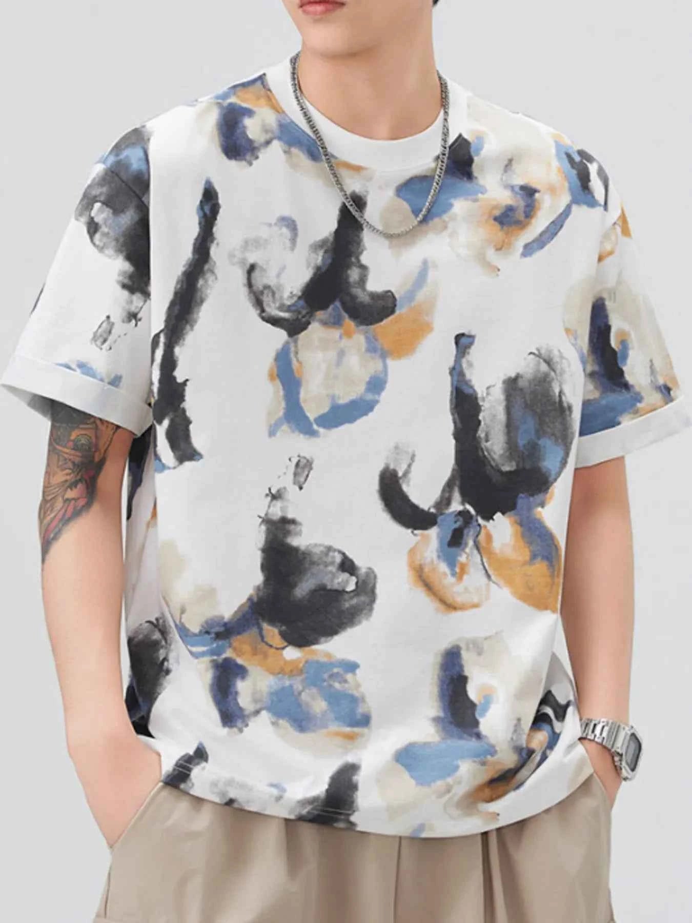 Men's Plus Size Contrast Round Neck Short Sleeve T-Shirt