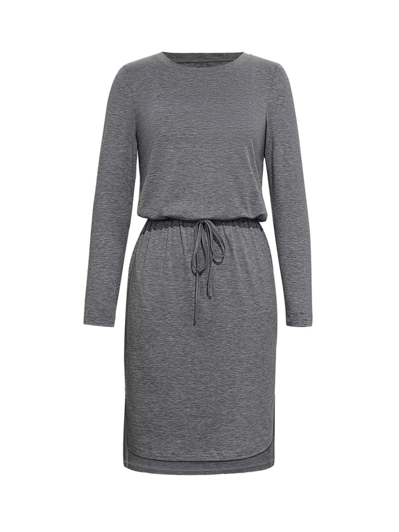 Long Sleeve Drawstring Midi Dress