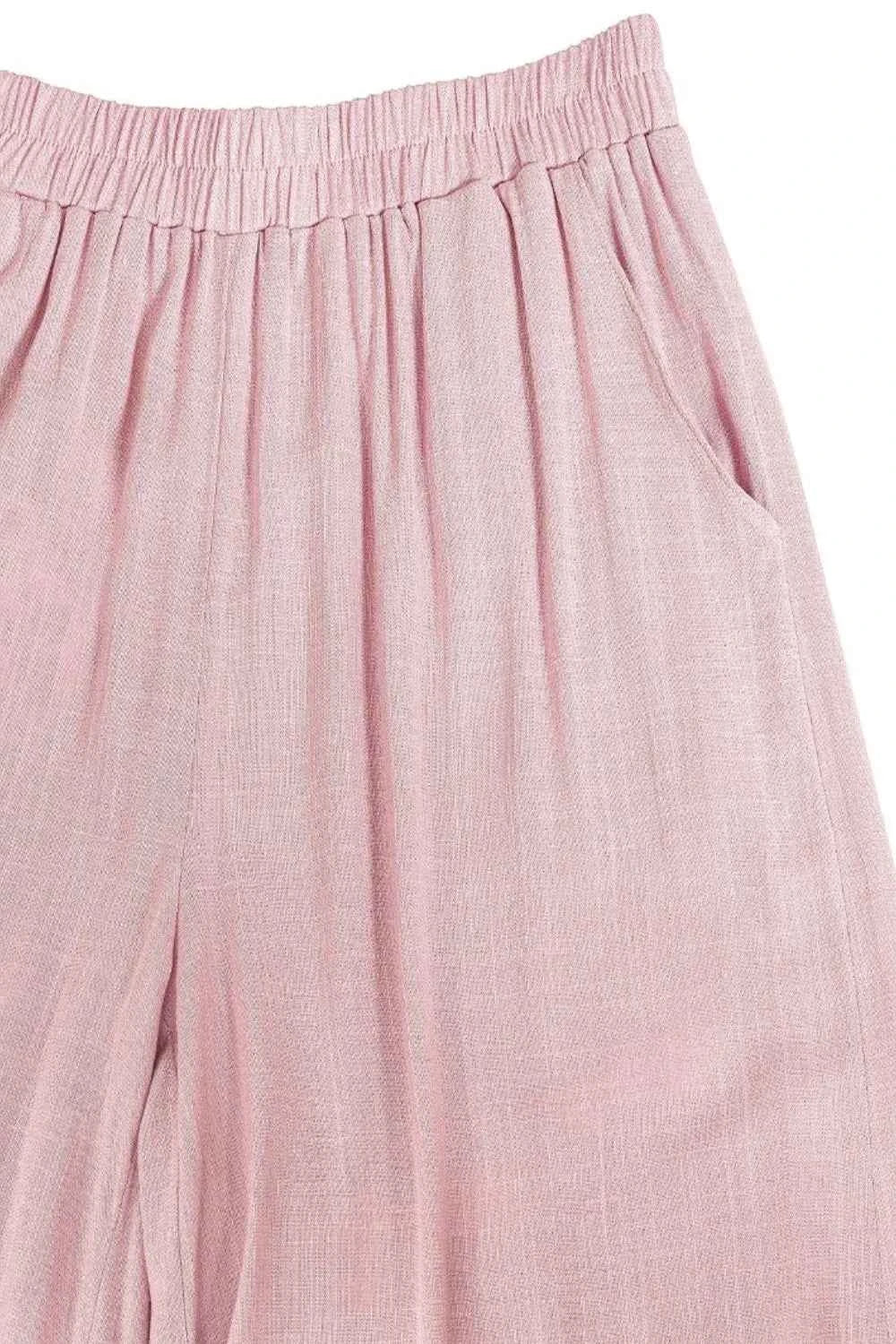 Zenana Woven Elastic Band Pants With Pocket