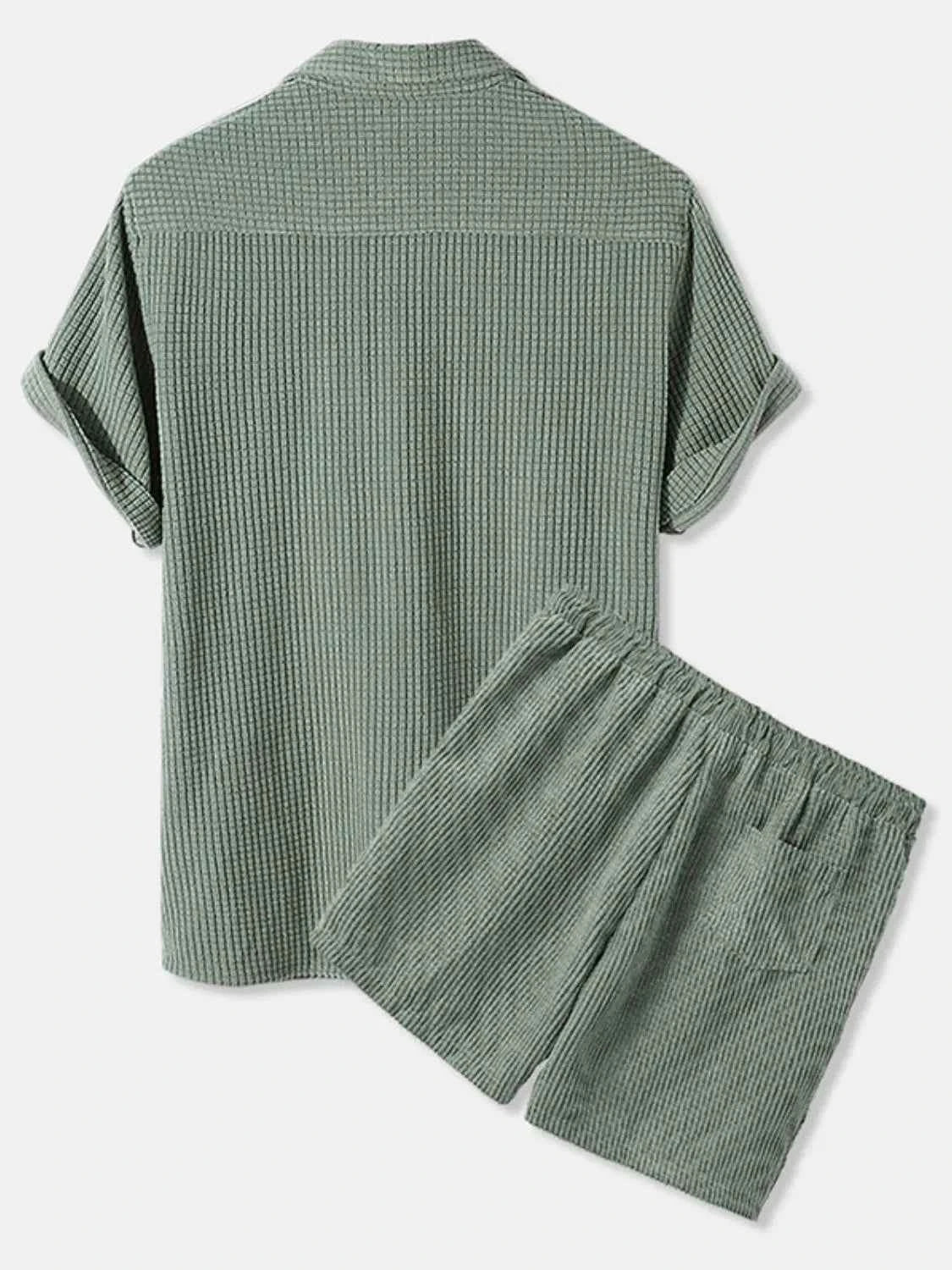 Men's Full Size Button Detail Short Sleeve Top and Shorts Set Plus Size