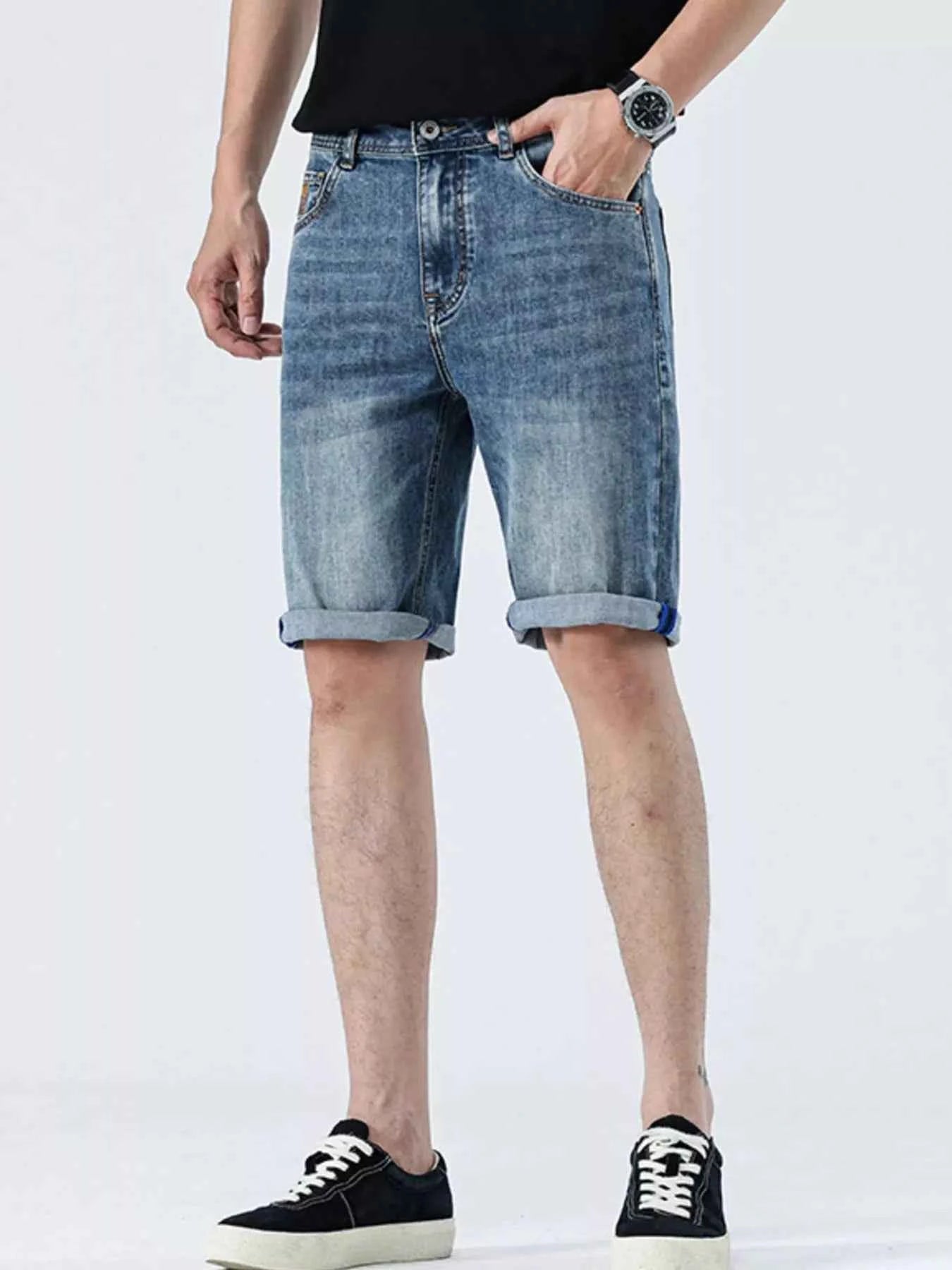 Men's Washed Loose Fit Denim Shorts