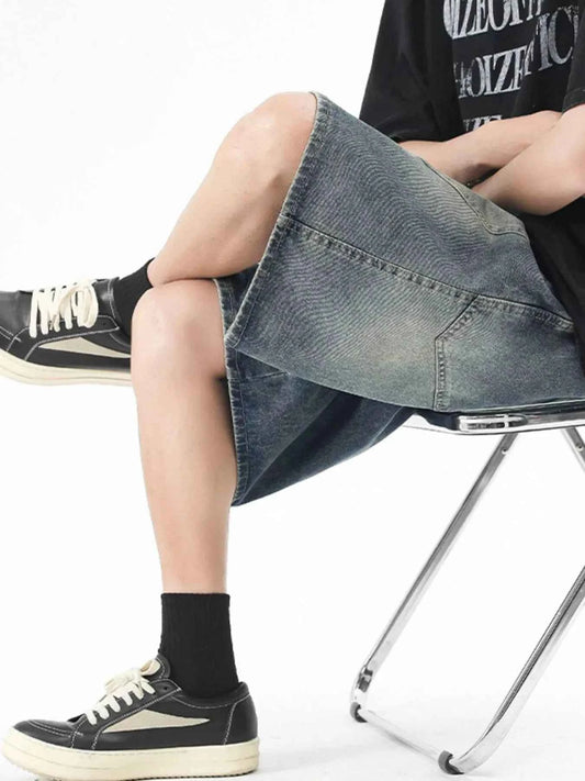 Men's Plus Size Washed Denim Shorts