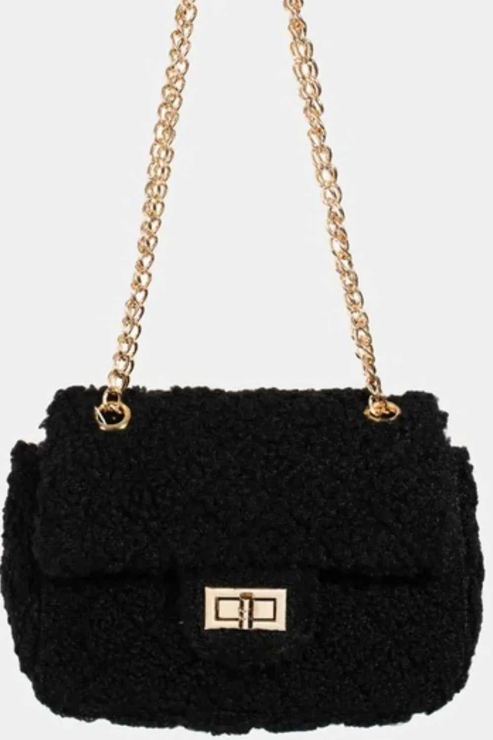 Fame Faux Fur Rectangle Crossbody Bag