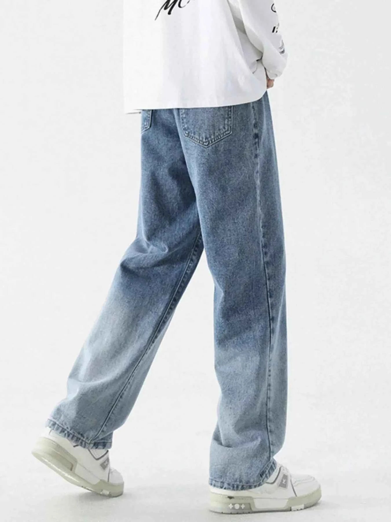 Men's Full Size Wide Leg Washed Jeans Plus Size
