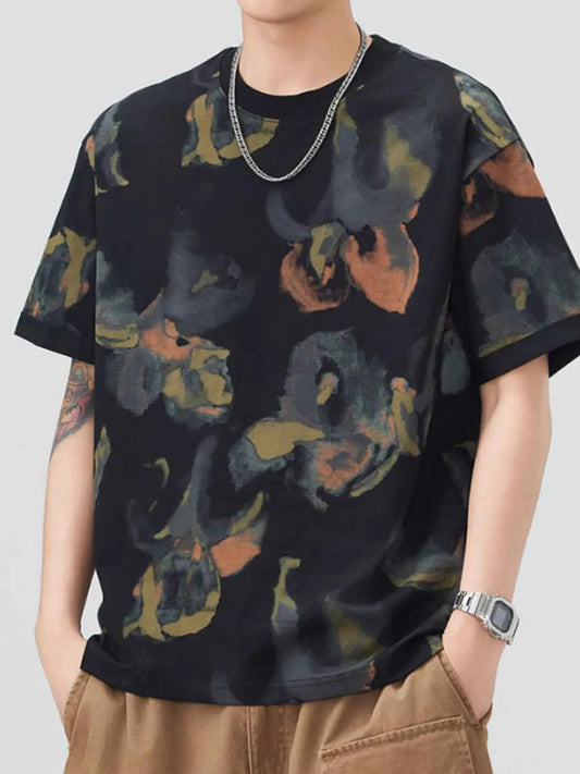 Men's Plus Size Contrast Round Neck Short Sleeve T-Shirt