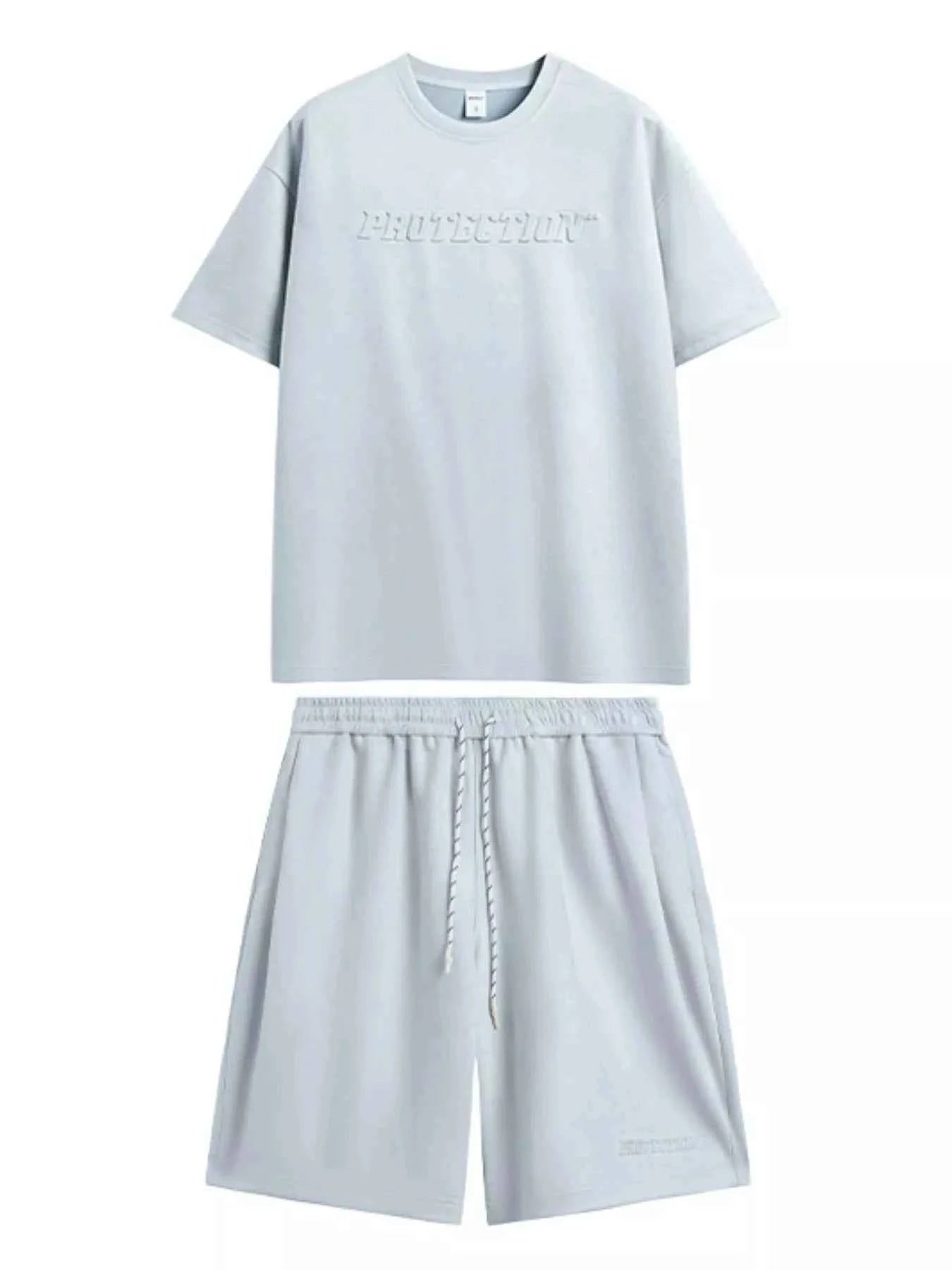 Men's Round Neck Short Sleeve Top and Shorts Set