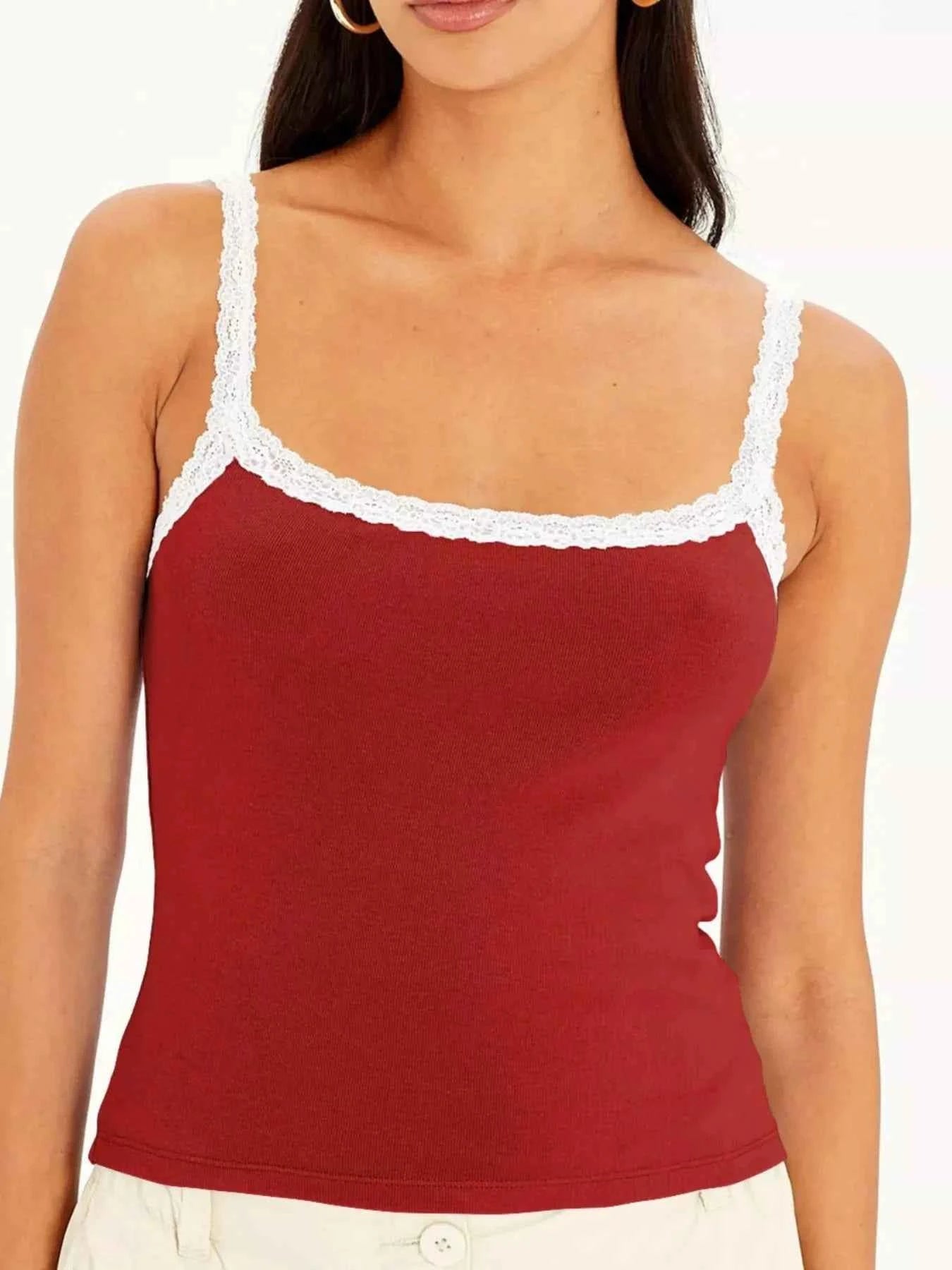 Lace Detail Contrast Trim Cami