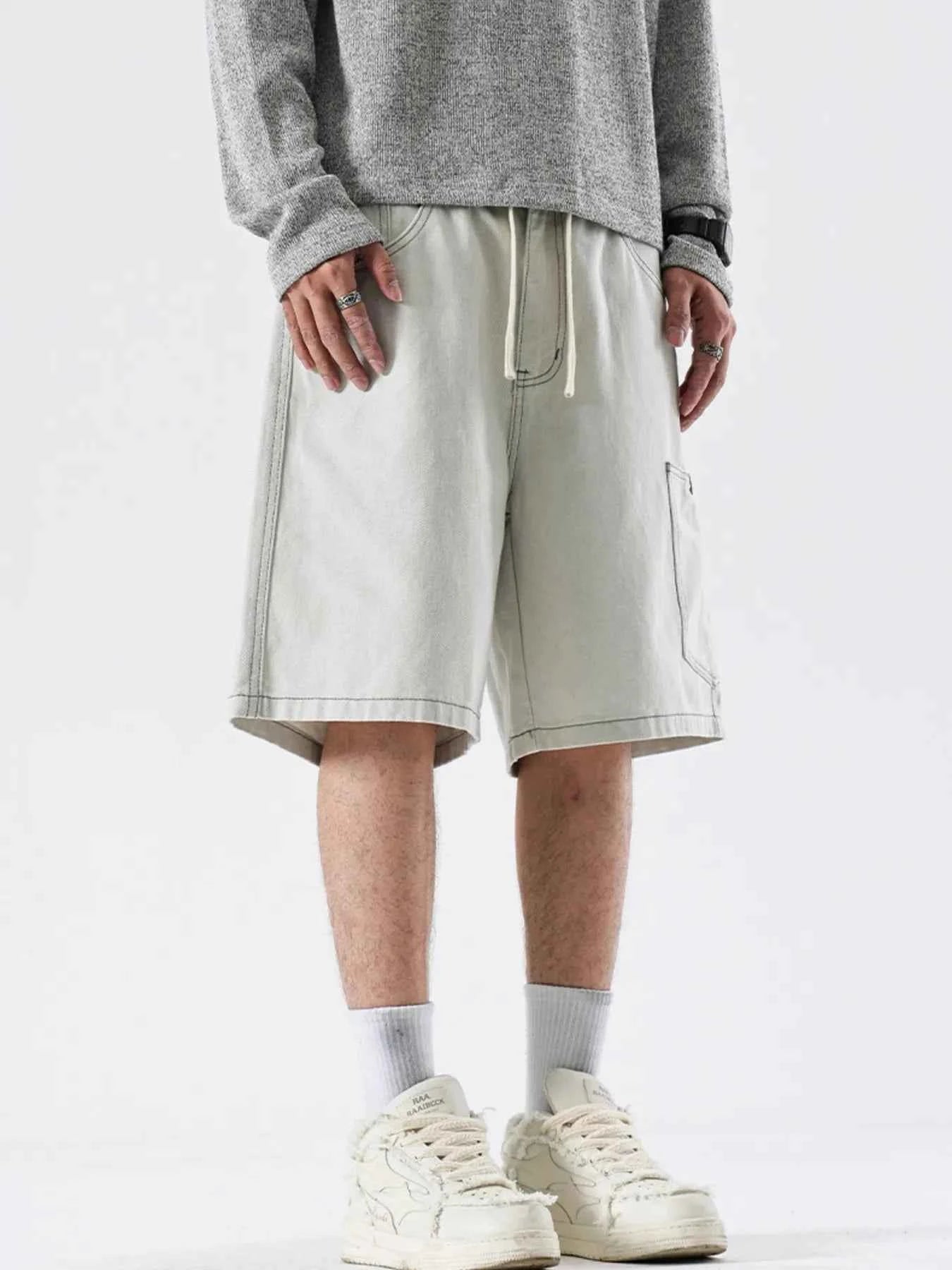 Men's Loose Fit Drawstring Denim Shorts