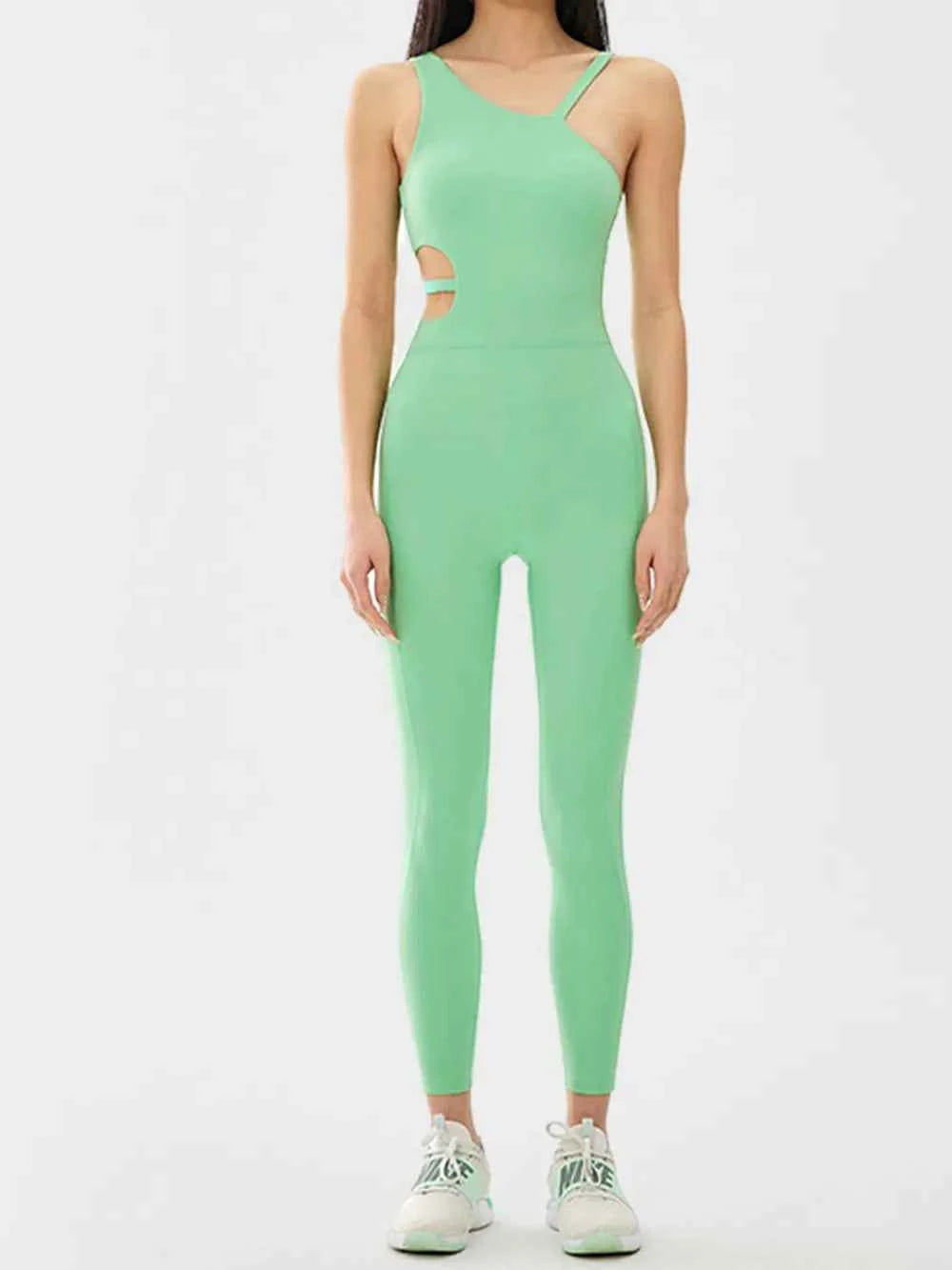 Cutout Asymmetrical Neck Active Jumpsuit