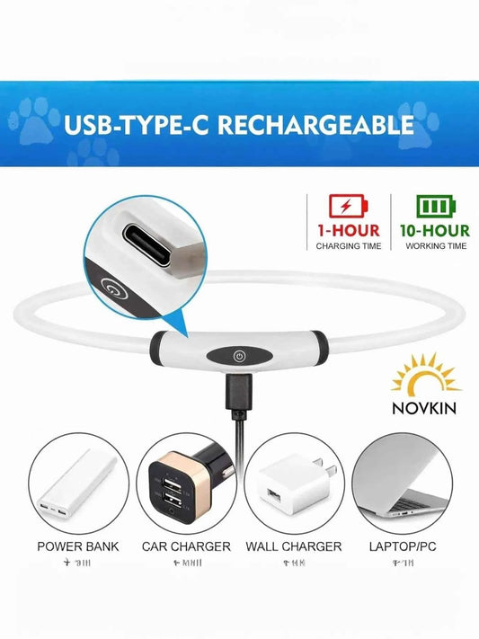 USB Rechargeable Cuttable Full Glow LED Pet Collar for Night Anti-Lost