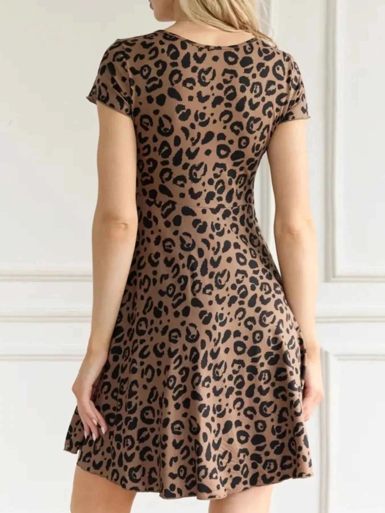 Full Size Tie Front V-Neck Mini Dress Plus Size