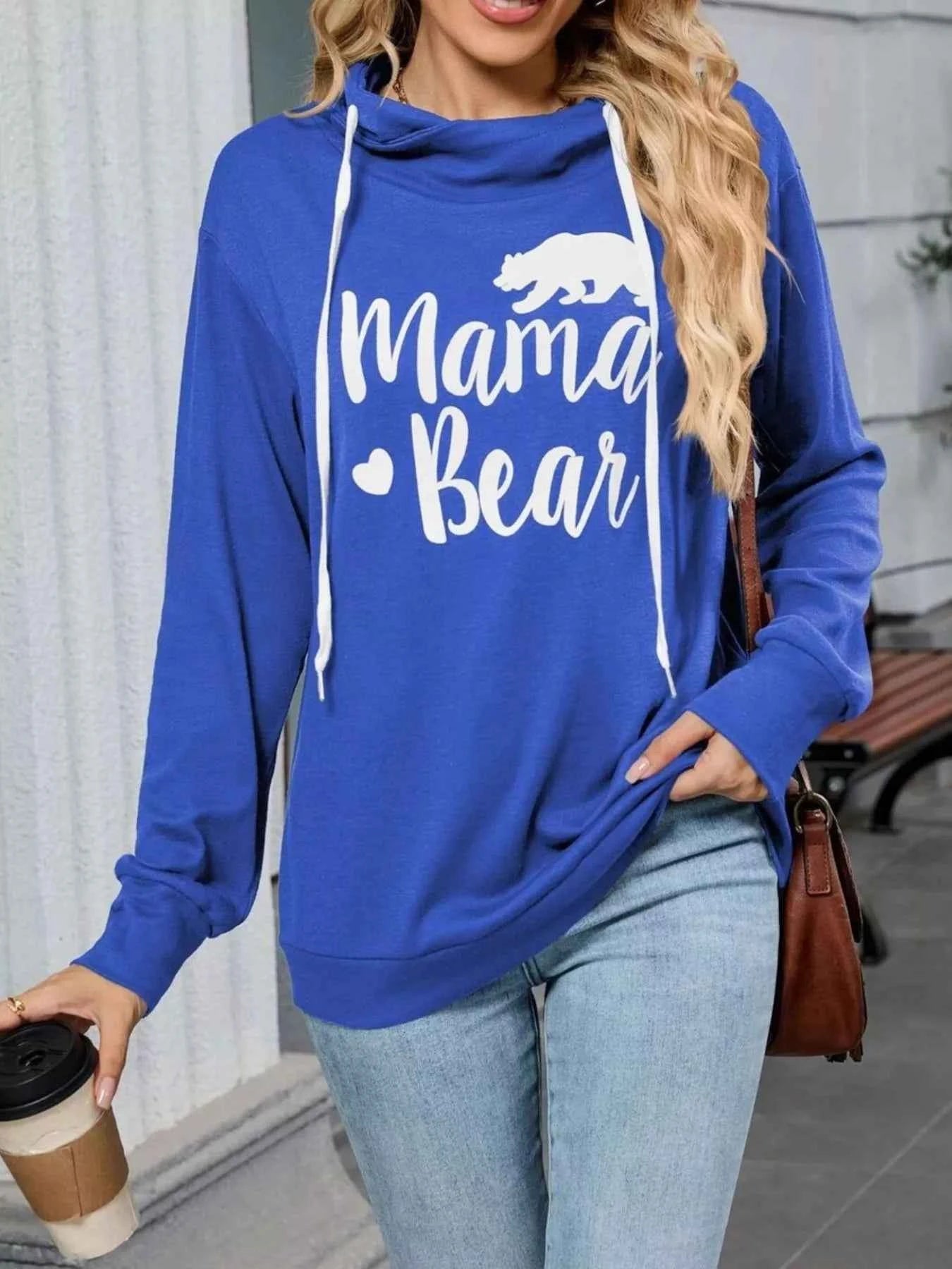 Contrast Letter Graphic Drawstring Long Sleeve Hoodie