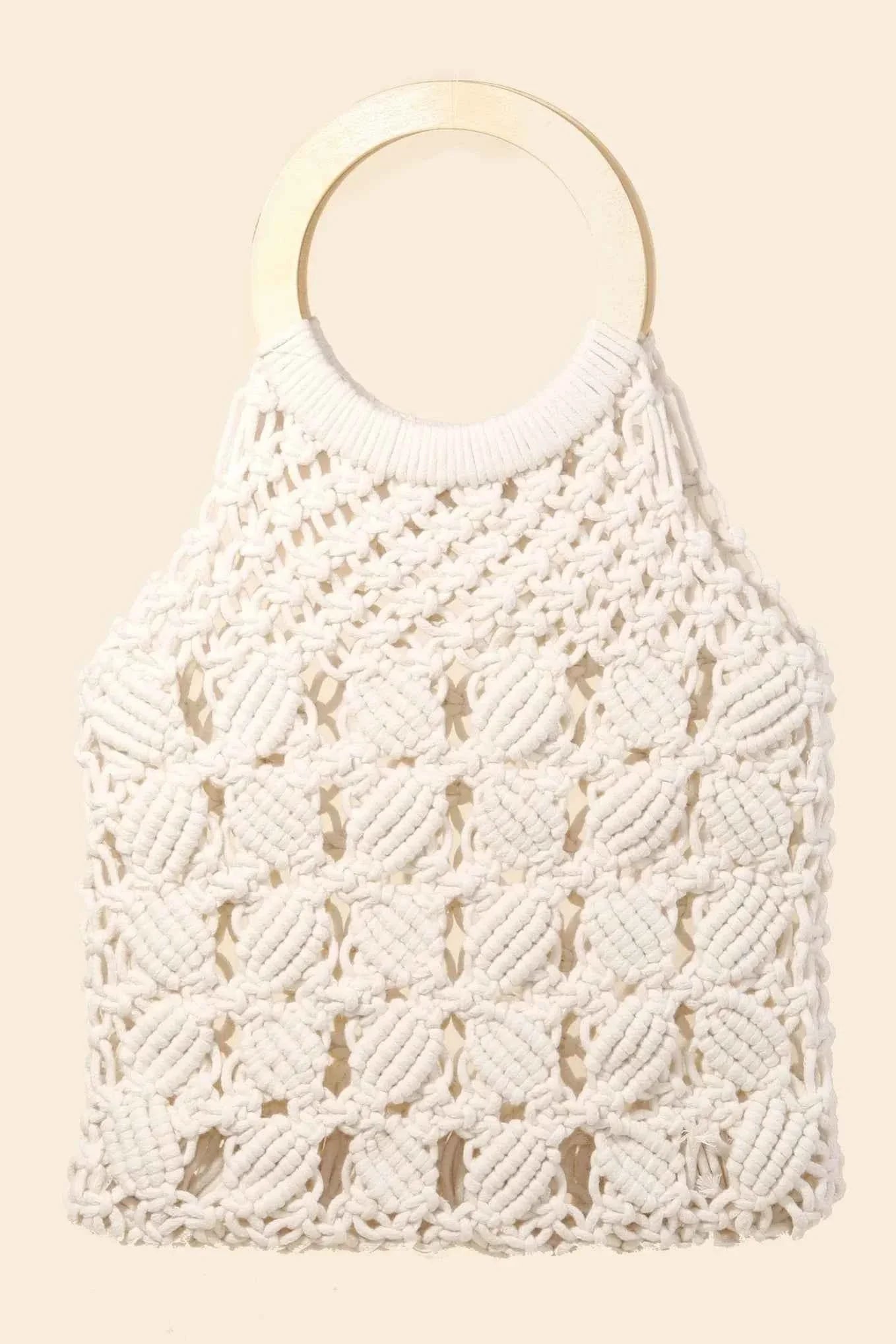 Fame Boho Braided Wooden Top Handle Bag