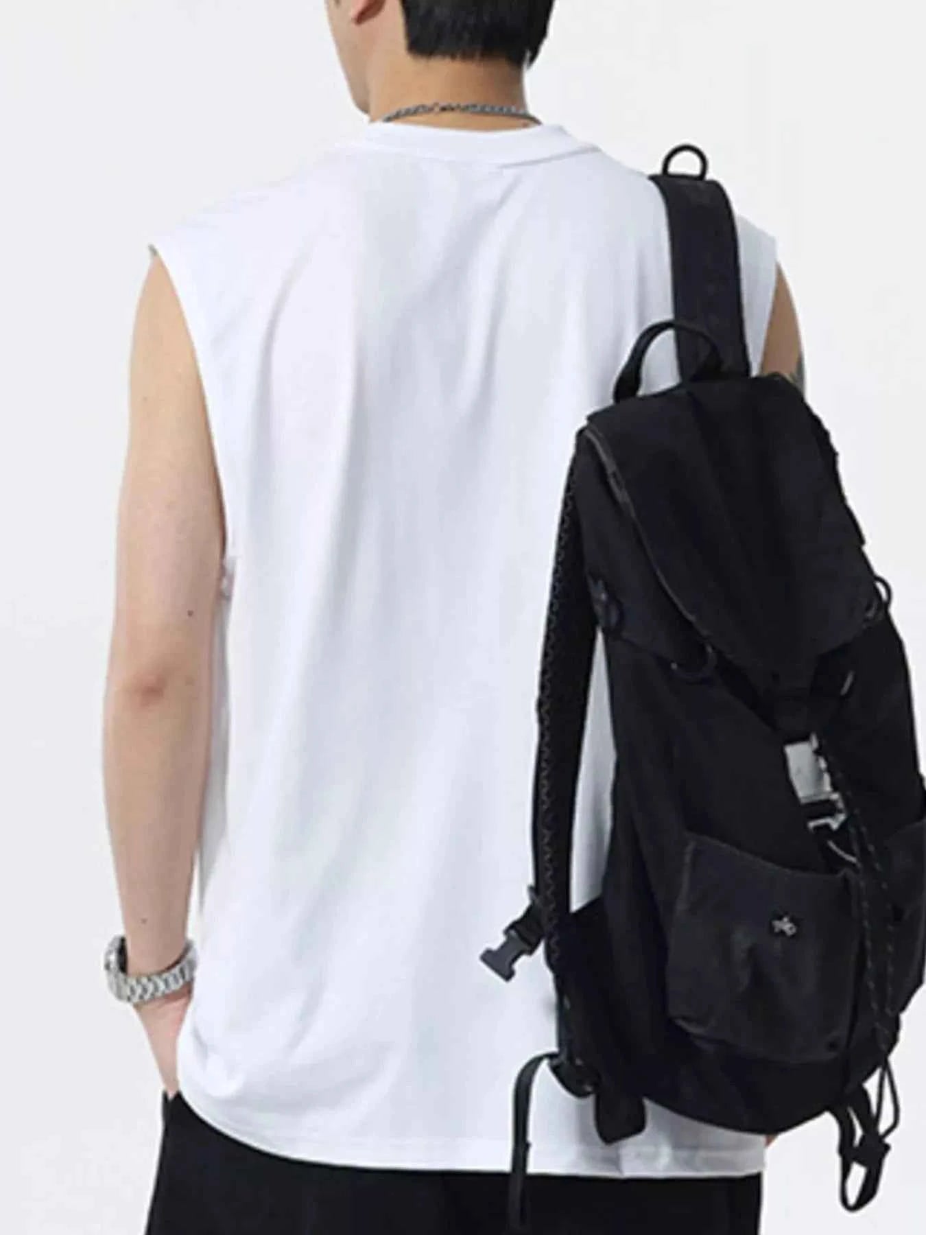 Men's Plus Size Round Neck Tank with Chest Pocket